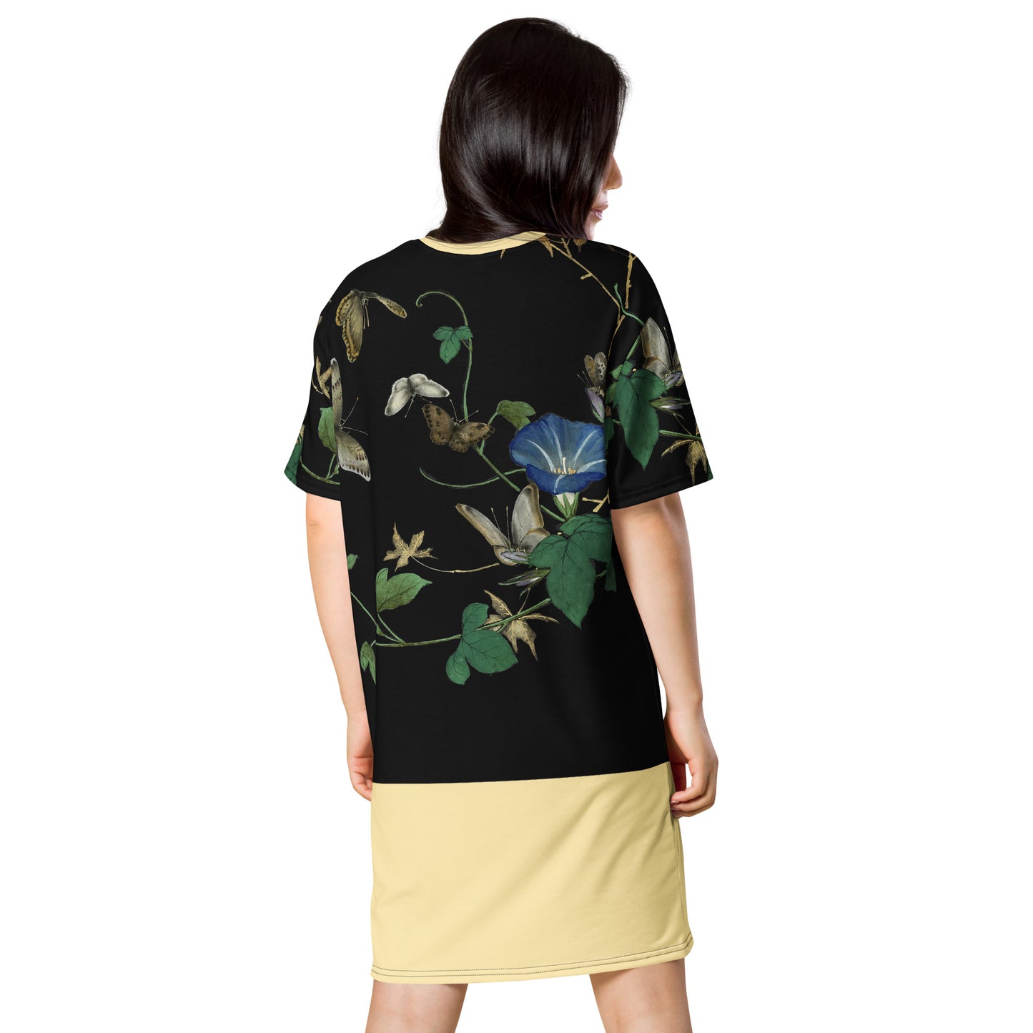 Cats And Butterflies Of Longevity｜Butterflies and the White-edged Morning Glory in Bloom｜T-shirt dress