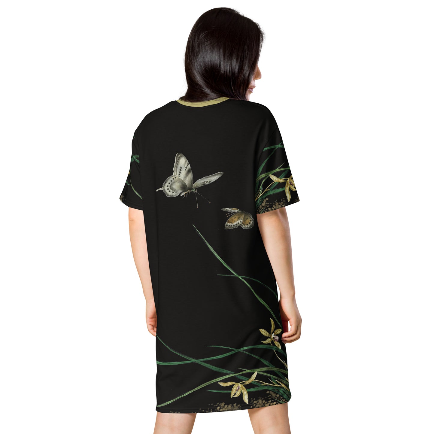 Cats And Butterflies Of Longevity｜Butterflies by the Orchid in Bloom｜T-shirt dress