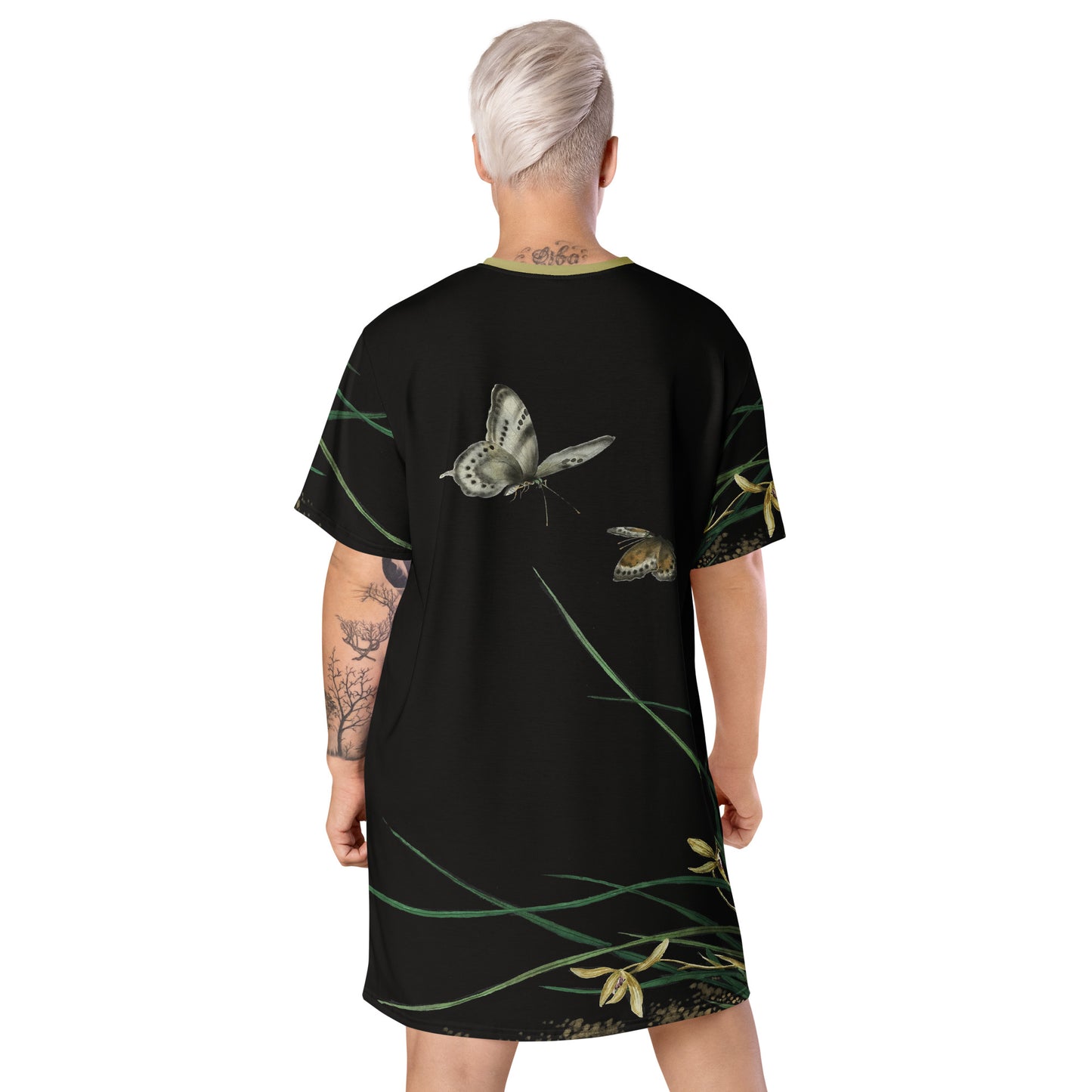 Cats And Butterflies Of Longevity｜Butterflies by the Orchid in Bloom｜T-shirt dress