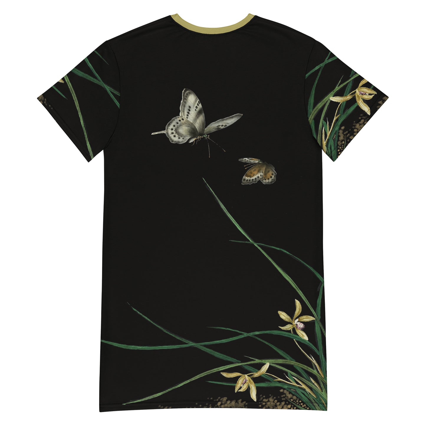 Cats And Butterflies Of Longevity｜Butterflies by the Orchid in Bloom｜T-shirt dress