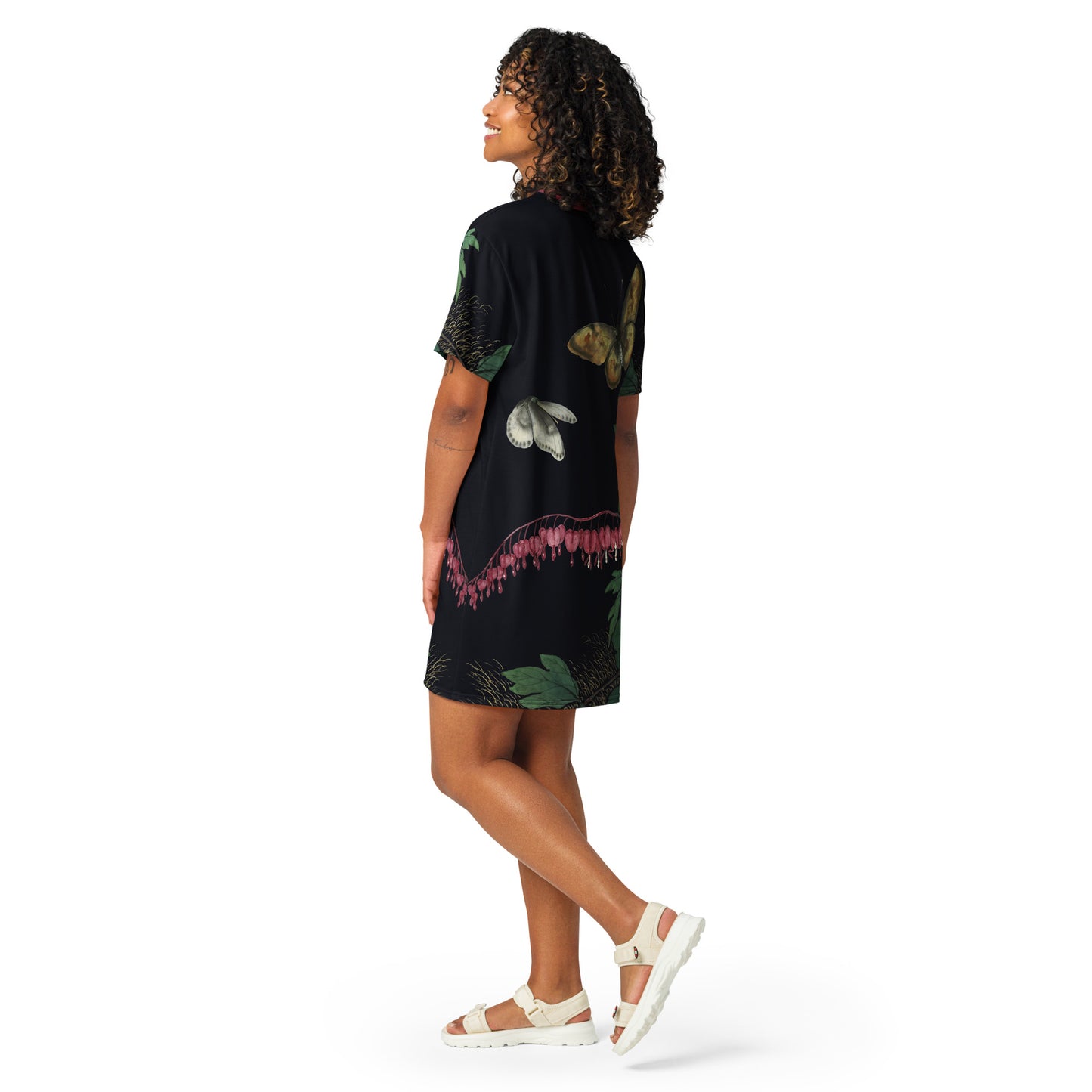 Cats And Butterflies Of Longevity｜Butterflies and Bleeding Hearts in Bloom｜T-shirt dress