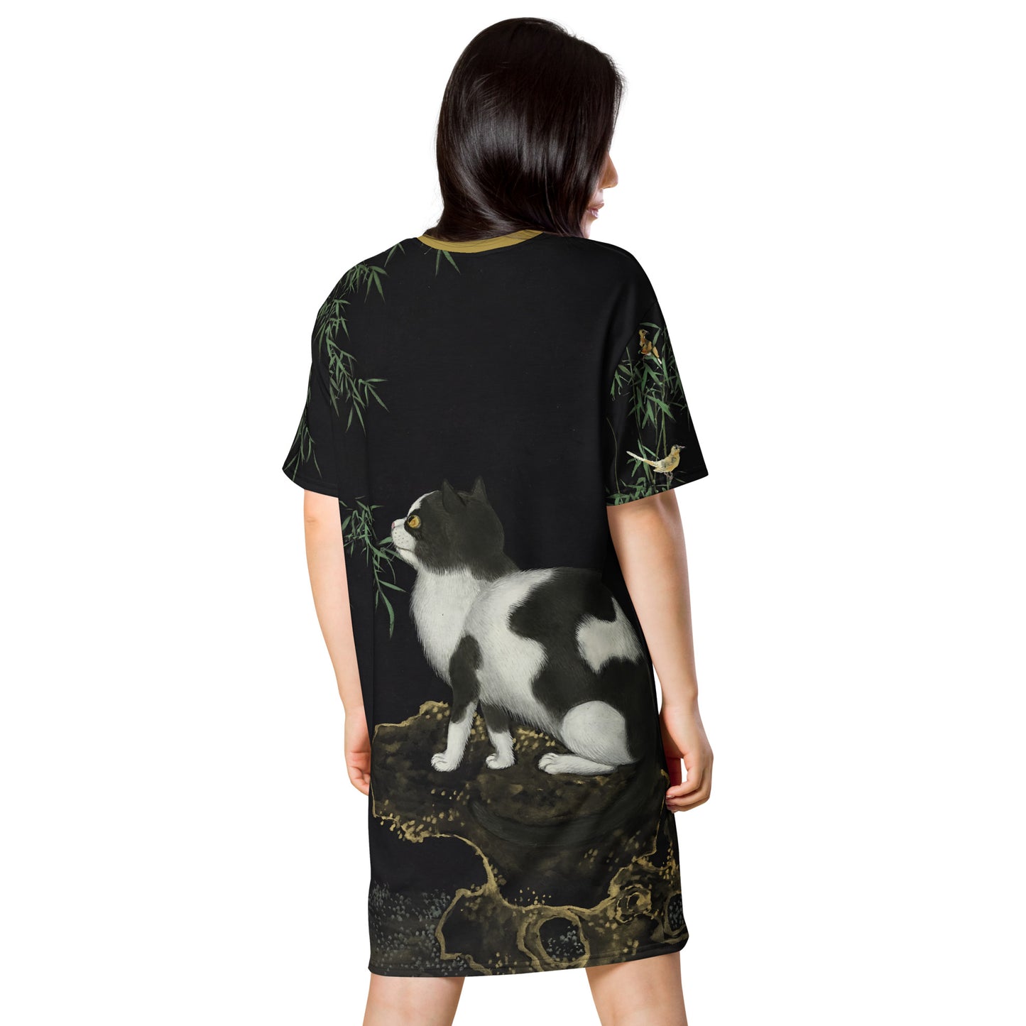 Cats And Butterflies Of Longevity｜A Cat and Two Orioles｜T-shirt dress