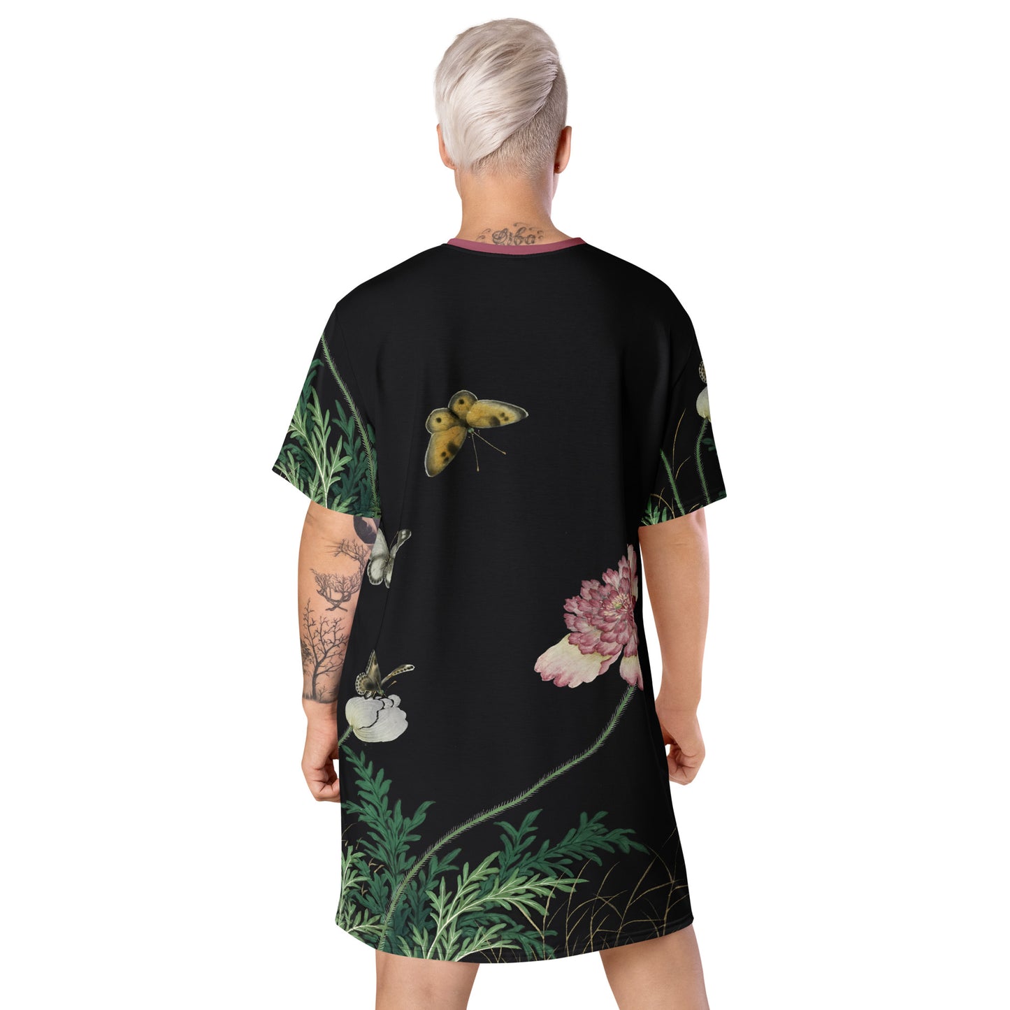 Cats And Butterflies Of Longevity｜Butterflies amidst the Blooming Poppies｜T-shirt dress