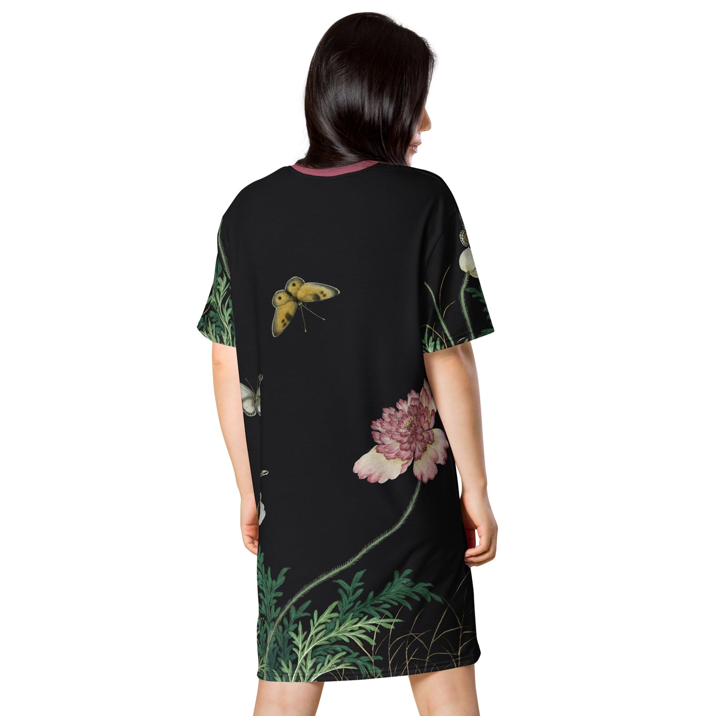 Cats And Butterflies Of Longevity｜Butterflies amidst the Blooming Poppies｜T-shirt dress