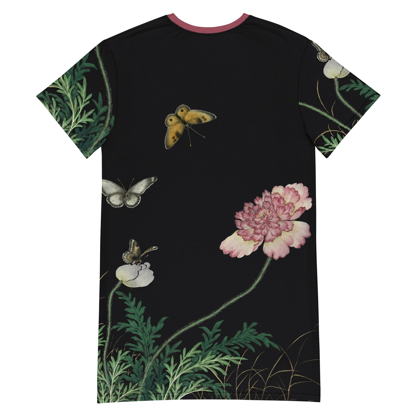 Cats And Butterflies Of Longevity｜Butterflies amidst the Blooming Poppies｜T-shirt dress