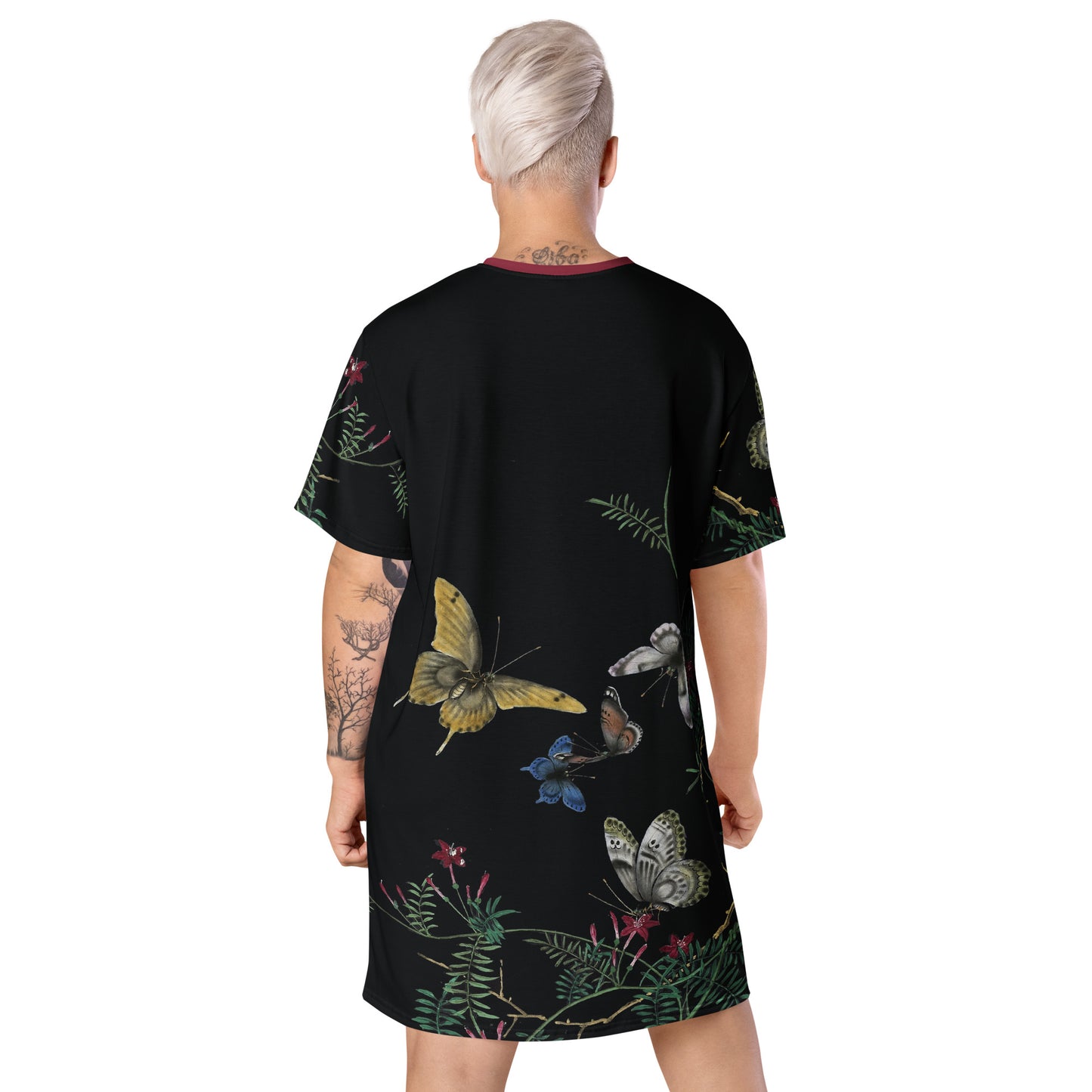 Cats And Butterflies Of Longevity｜Butterflies amidst the Cypress Vine in Bloom｜T-shirt dress