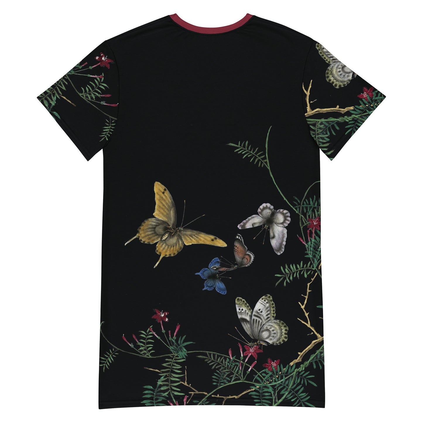 Cats And Butterflies Of Longevity｜Butterflies amidst the Cypress Vine in Bloom｜T-shirt dress