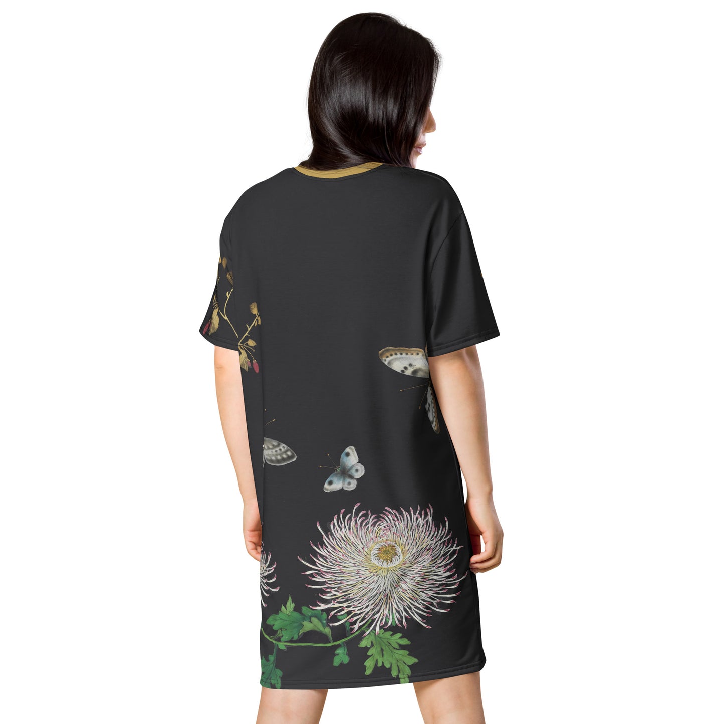 Cats And Butterflies Of Longevity｜Butterflies by the Chrysanthemum in Bloom｜T-shirt dress