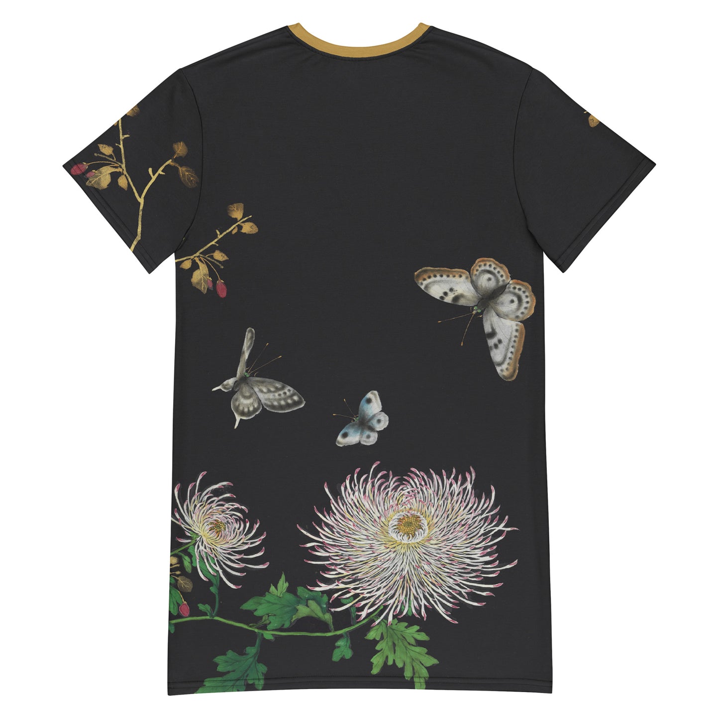 Cats And Butterflies Of Longevity｜Butterflies by the Chrysanthemum in Bloom｜T-shirt dress