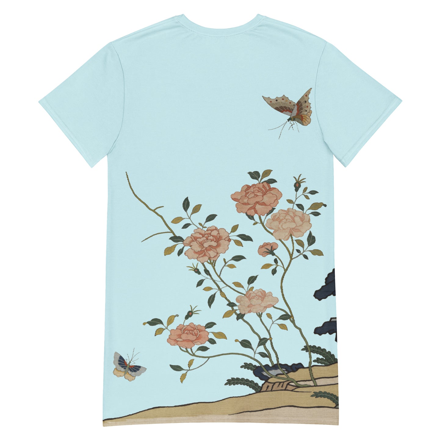 ケシの花アルバム｜赤いバラ｜Tシャツドレス｜アクアブルー