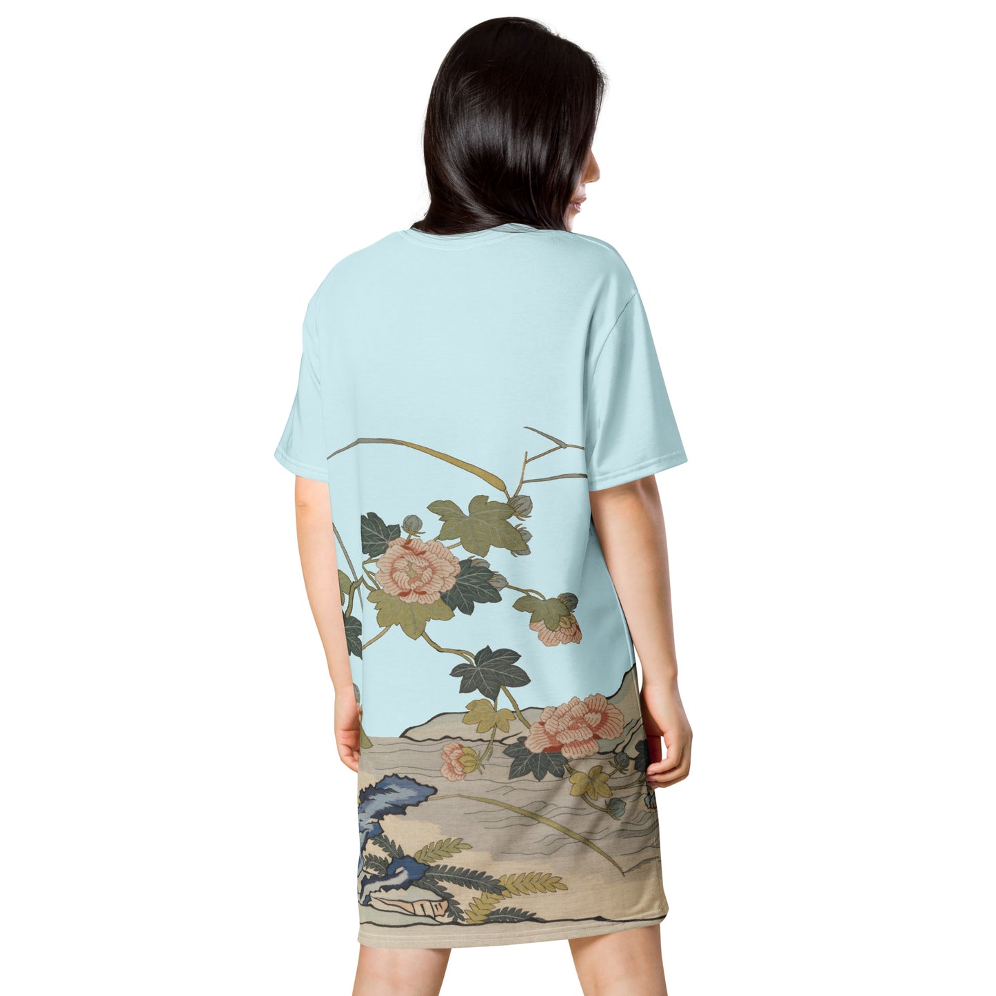 Kesi Flower Album｜Hibiscus by the Water｜T-shirt dress｜Aqua blue