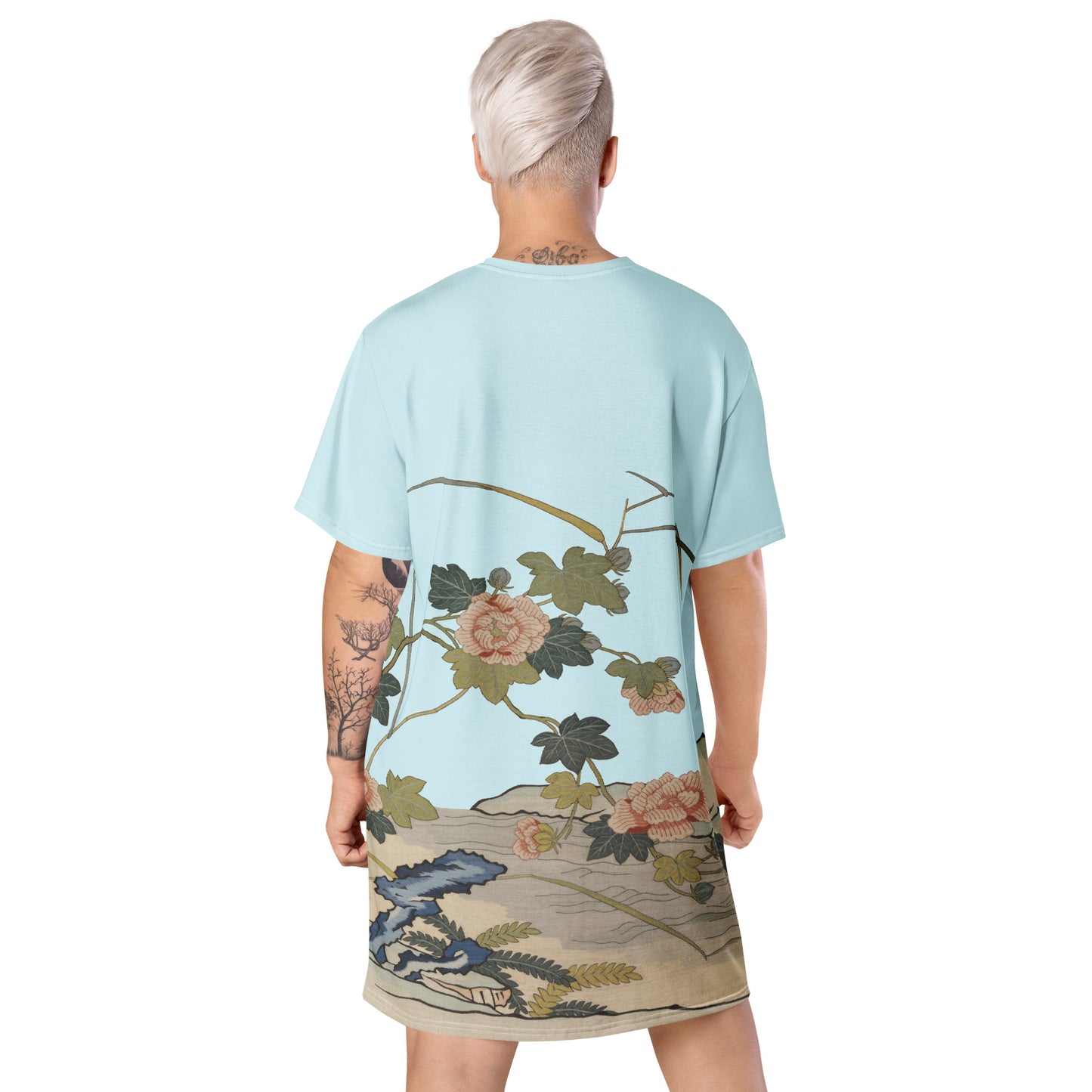 Kesi Flower Album｜Hibiscus by the Water｜T-shirt dress｜Aqua blue