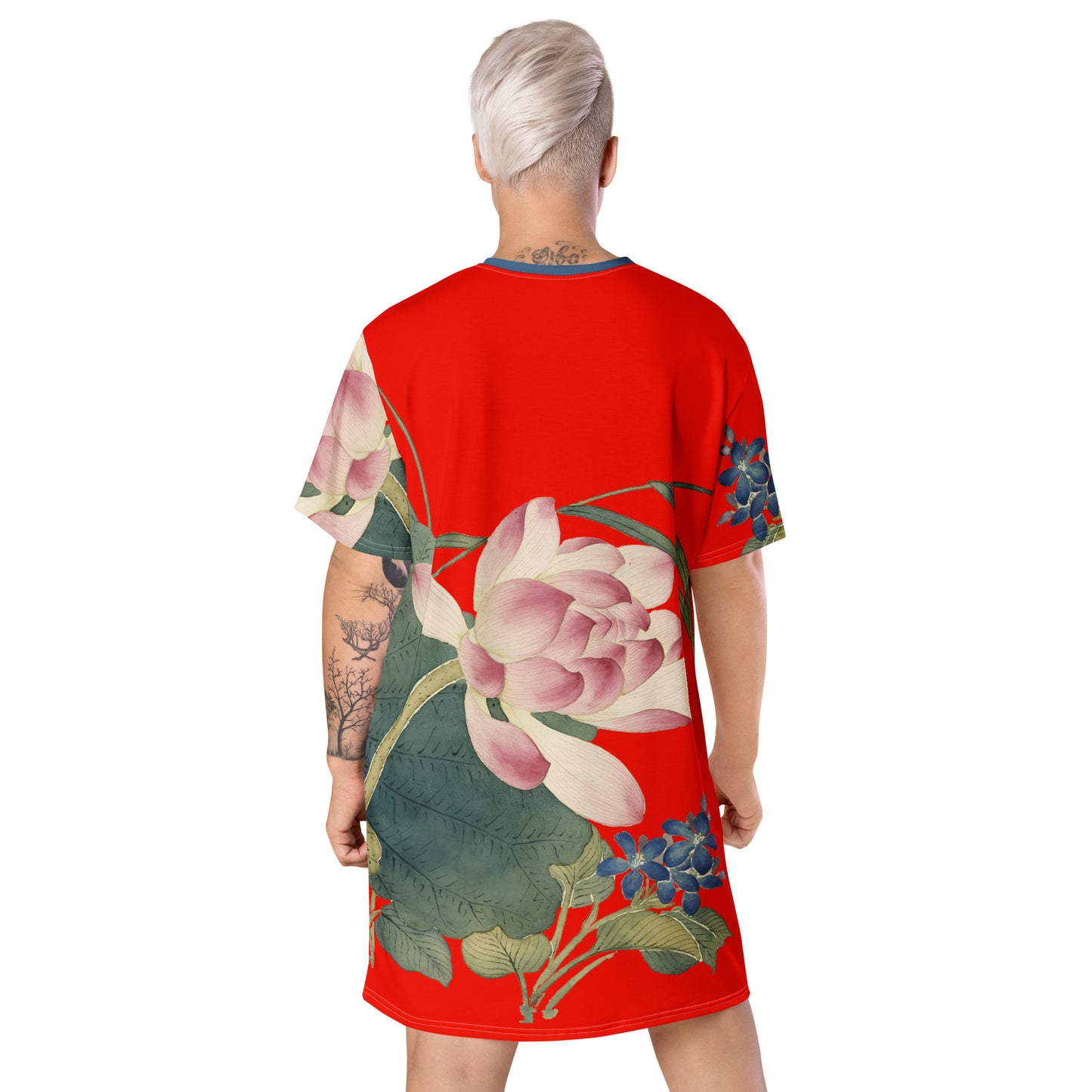 The Spirit of Flowers in Twelve Months｜Lotus in Bloom｜T-shirt dress｜Garnet red