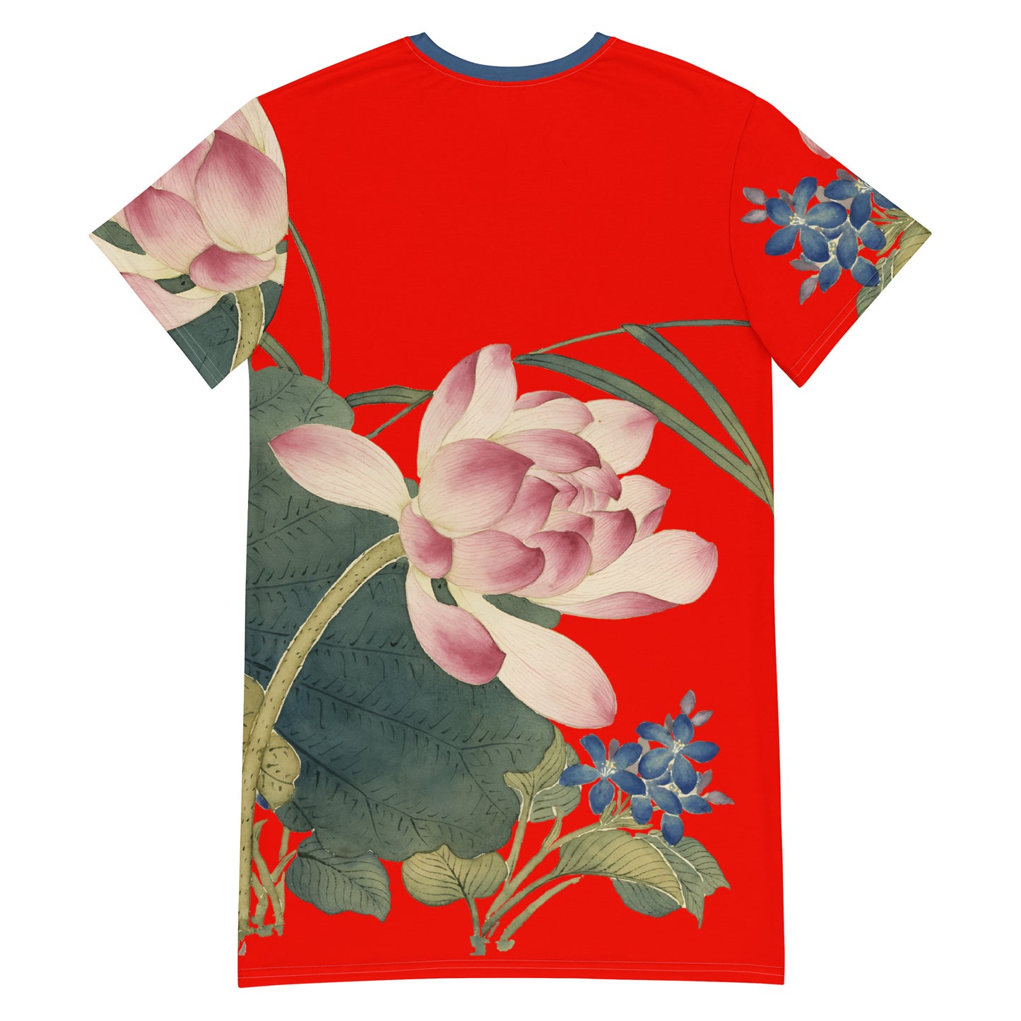 The Spirit of Flowers in Twelve Months｜Lotus in Bloom｜T-shirt dress｜Garnet red