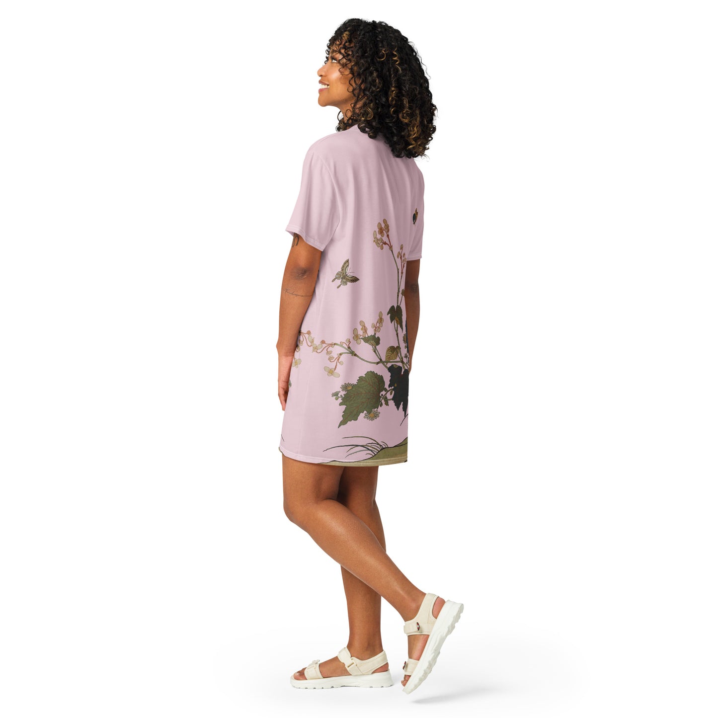 Kesi Flower Album｜Begonia Blossoms｜T-shirt dress｜Pale pinkish gray