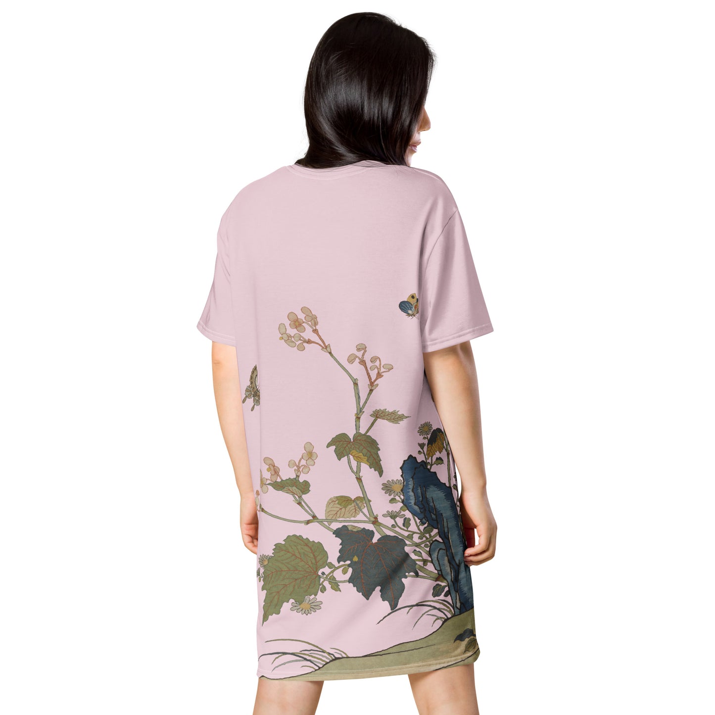 Kesi Flower Album｜Begonia Blossoms｜T-shirt dress｜Pale pinkish gray