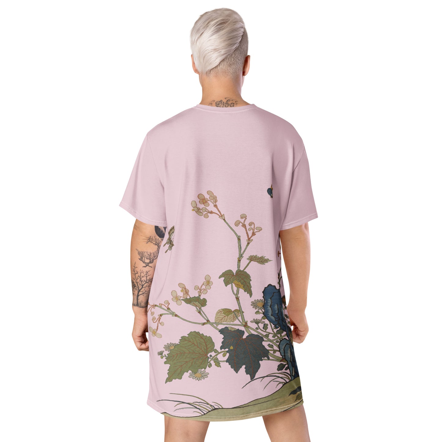 Kesi Flower Album｜Begonia Blossoms｜T-shirt dress｜Pale pinkish gray