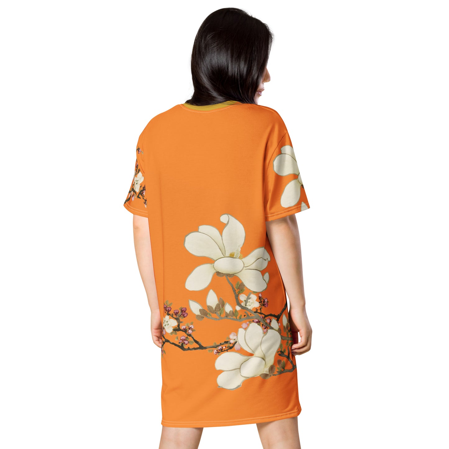 The Spirit of Flowers in Twelve Months｜Apricot and Lily Magnolia in Blossom｜T-shirt dress｜Orange