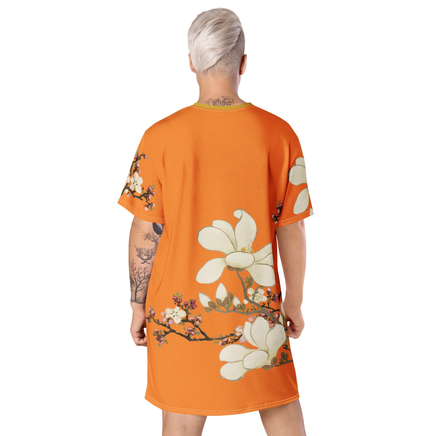 The Spirit of Flowers in Twelve Months｜Apricot and Lily Magnolia in Blossom｜T-shirt dress｜Orange