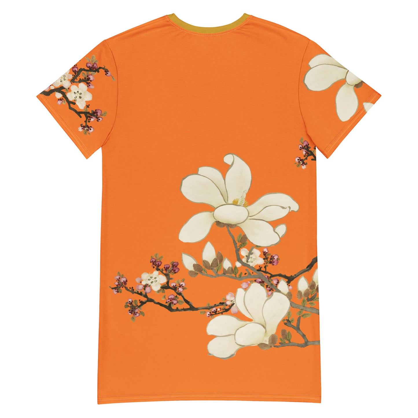 The Spirit of Flowers in Twelve Months｜Apricot and Lily Magnolia in Blossom｜T-shirt dress｜Orange