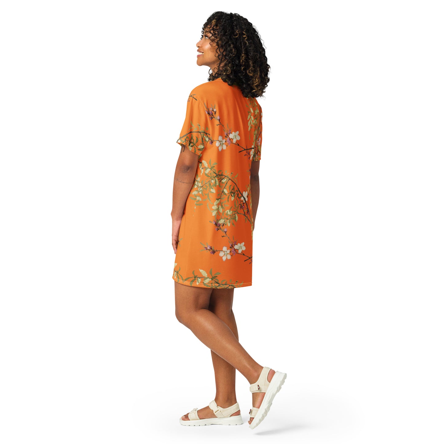 The Spirit of Flowers in Twelve Months｜Willow and Peach Blossom｜T-shirt dress｜Orange