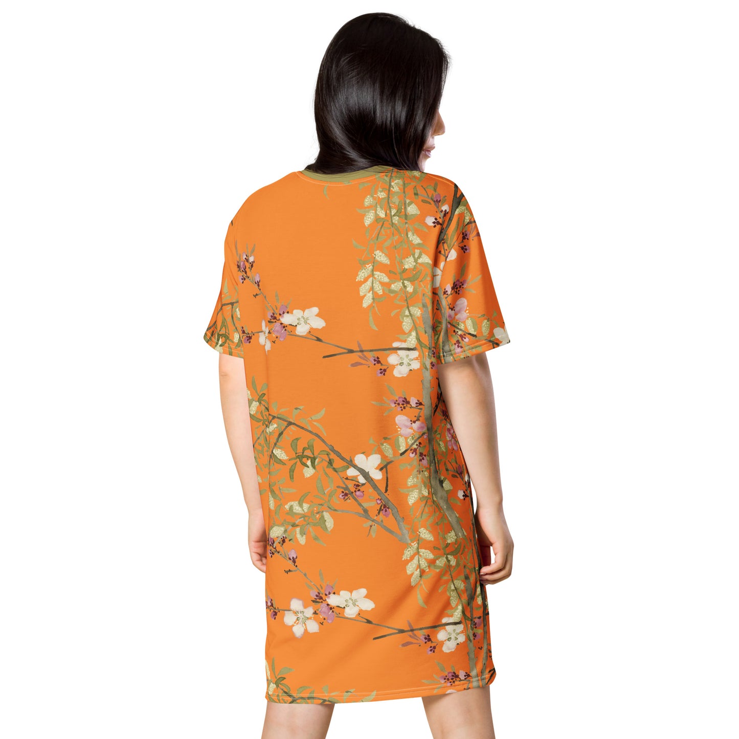 The Spirit of Flowers in Twelve Months｜Willow and Peach Blossom｜T-shirt dress｜Orange