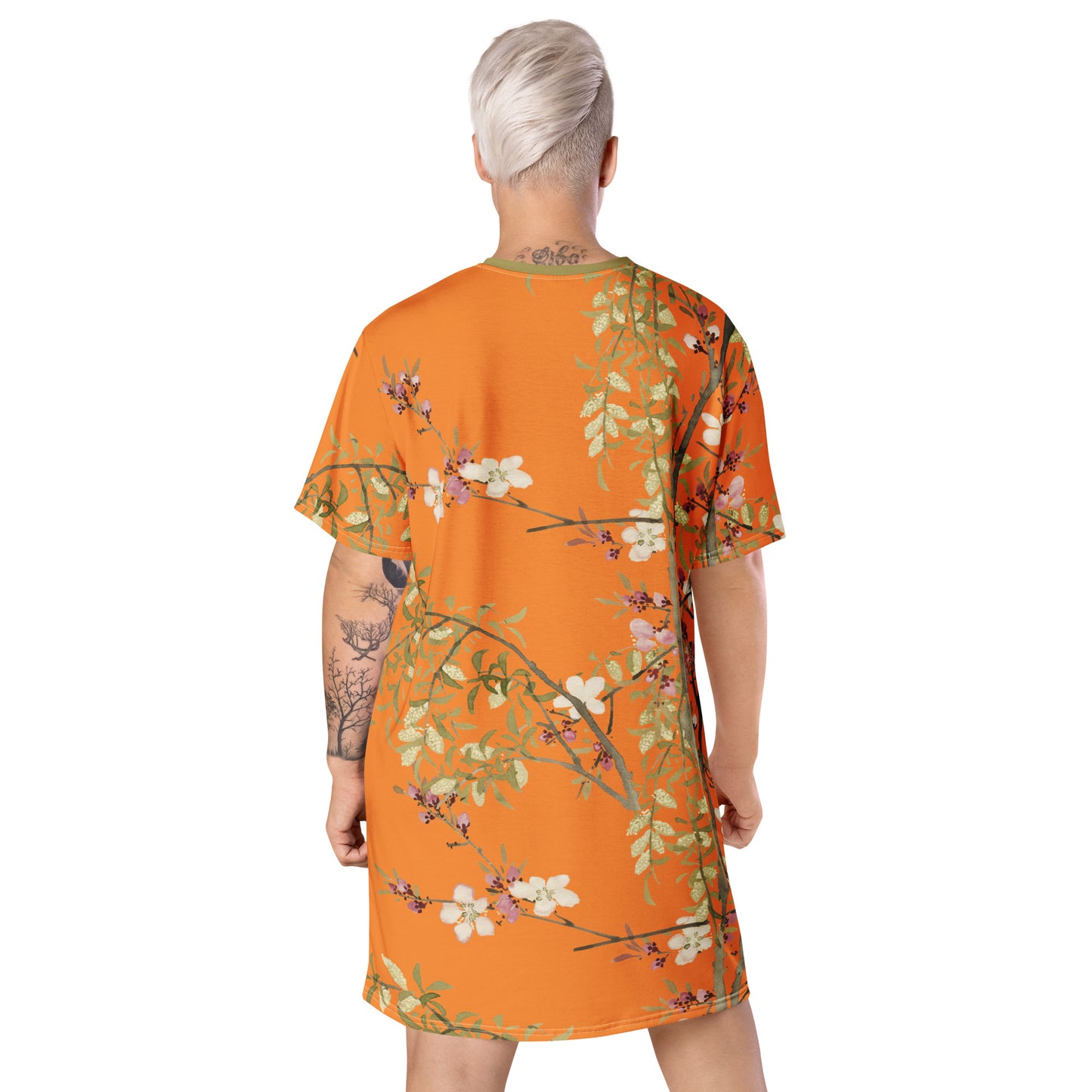 The Spirit of Flowers in Twelve Months｜Willow and Peach Blossom｜T-shirt dress｜Orange