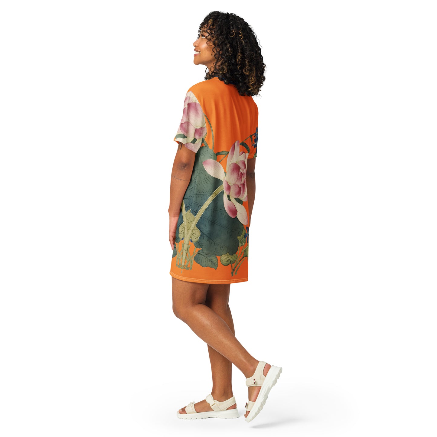 The Spirit of Flowers in Twelve Months｜Lotus in Bloom｜T-shirt dress｜Orange