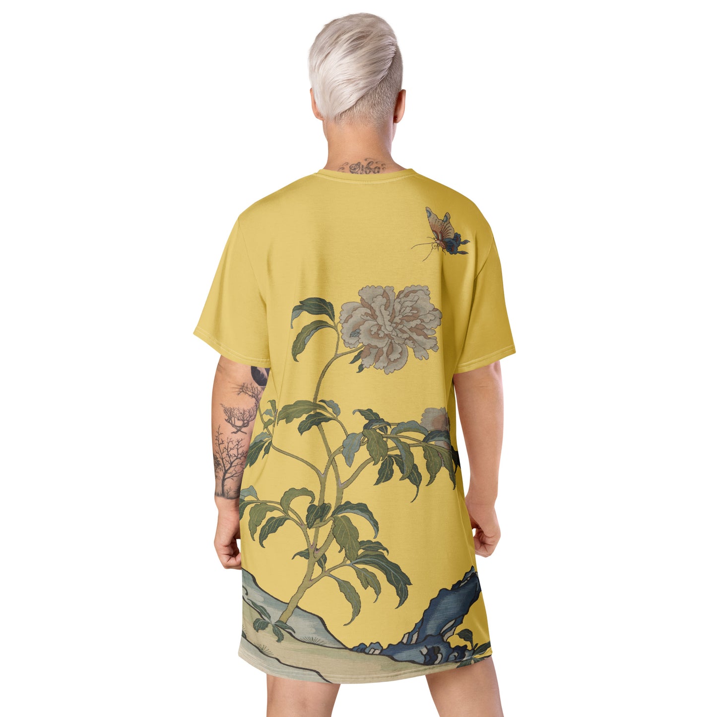 Kesi Flower Album｜Peonies and Butterfly｜T-shirt dress｜Gold