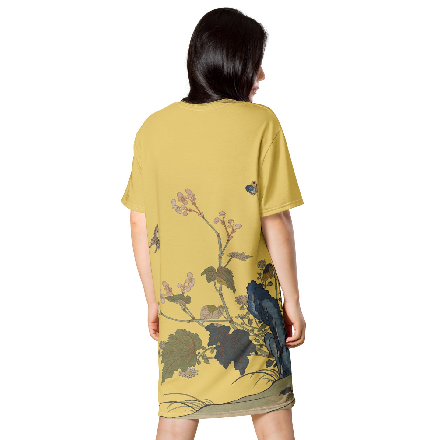 タペストリーの花｜Begonia Blossoms｜Tシャツドレス｜ゴールド