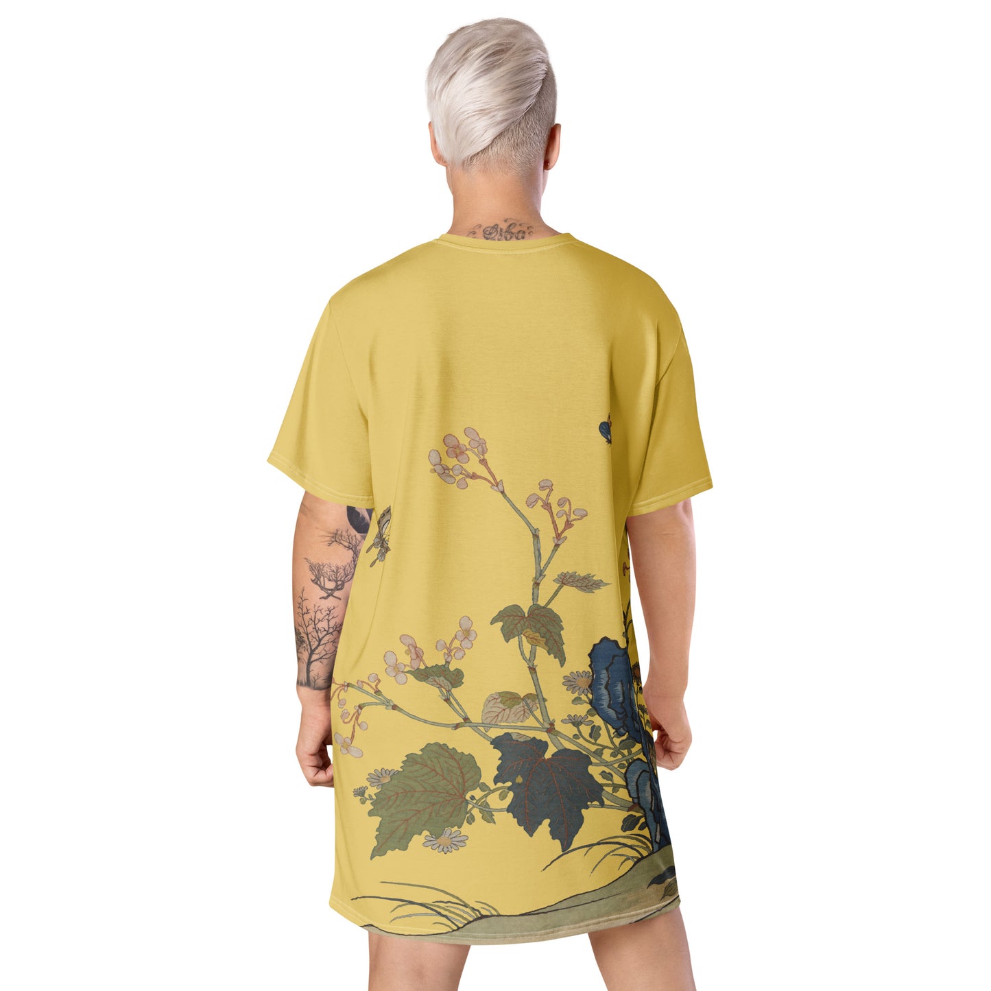 タペストリーの花｜Begonia Blossoms｜Tシャツドレス｜ゴールド