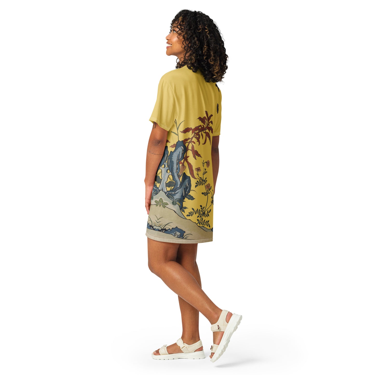 Kesi Flower Album｜Butterflies and Flowers｜T-shirt dress｜Gold