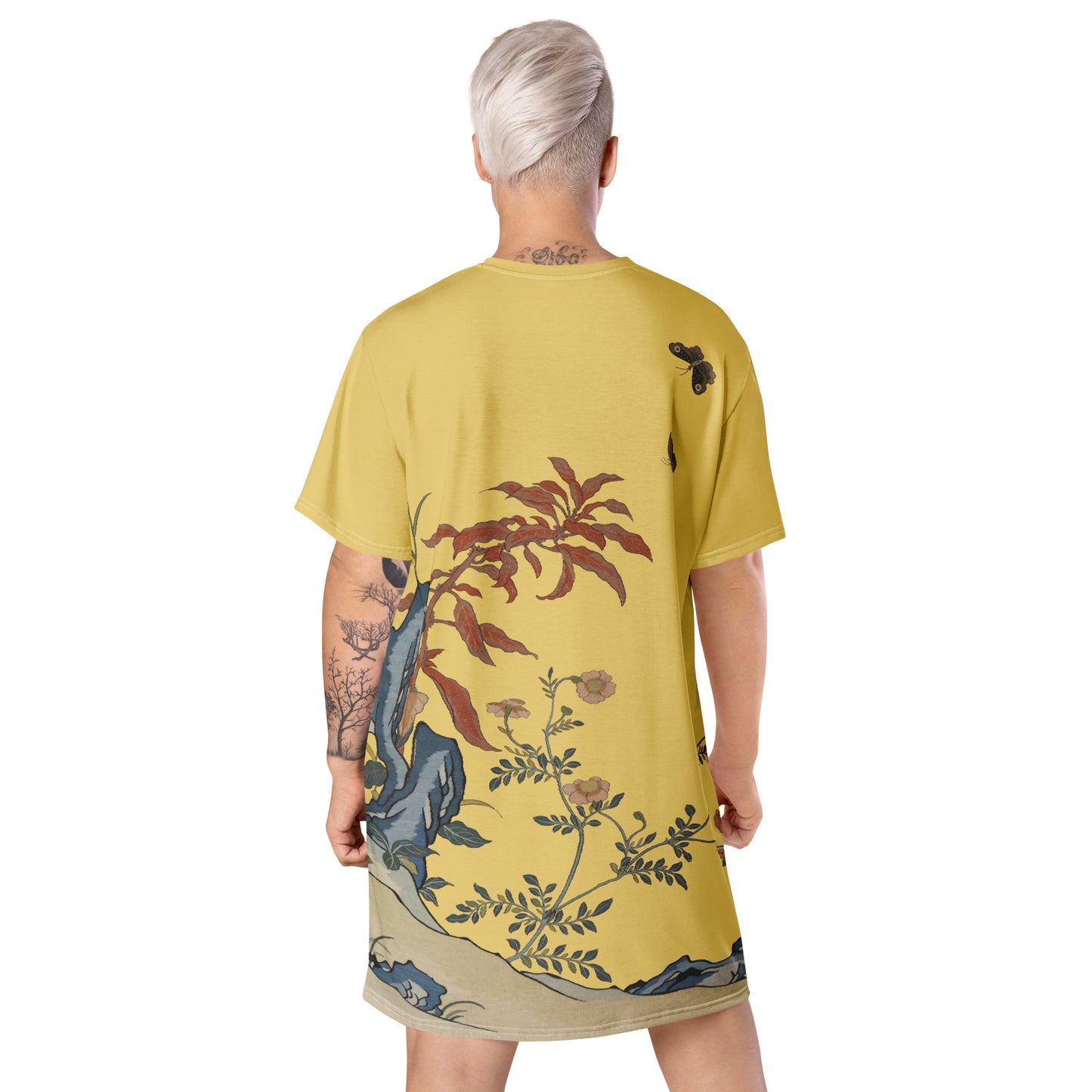 Kesi Flower Album｜Butterflies and Flowers｜T-shirt dress｜Gold