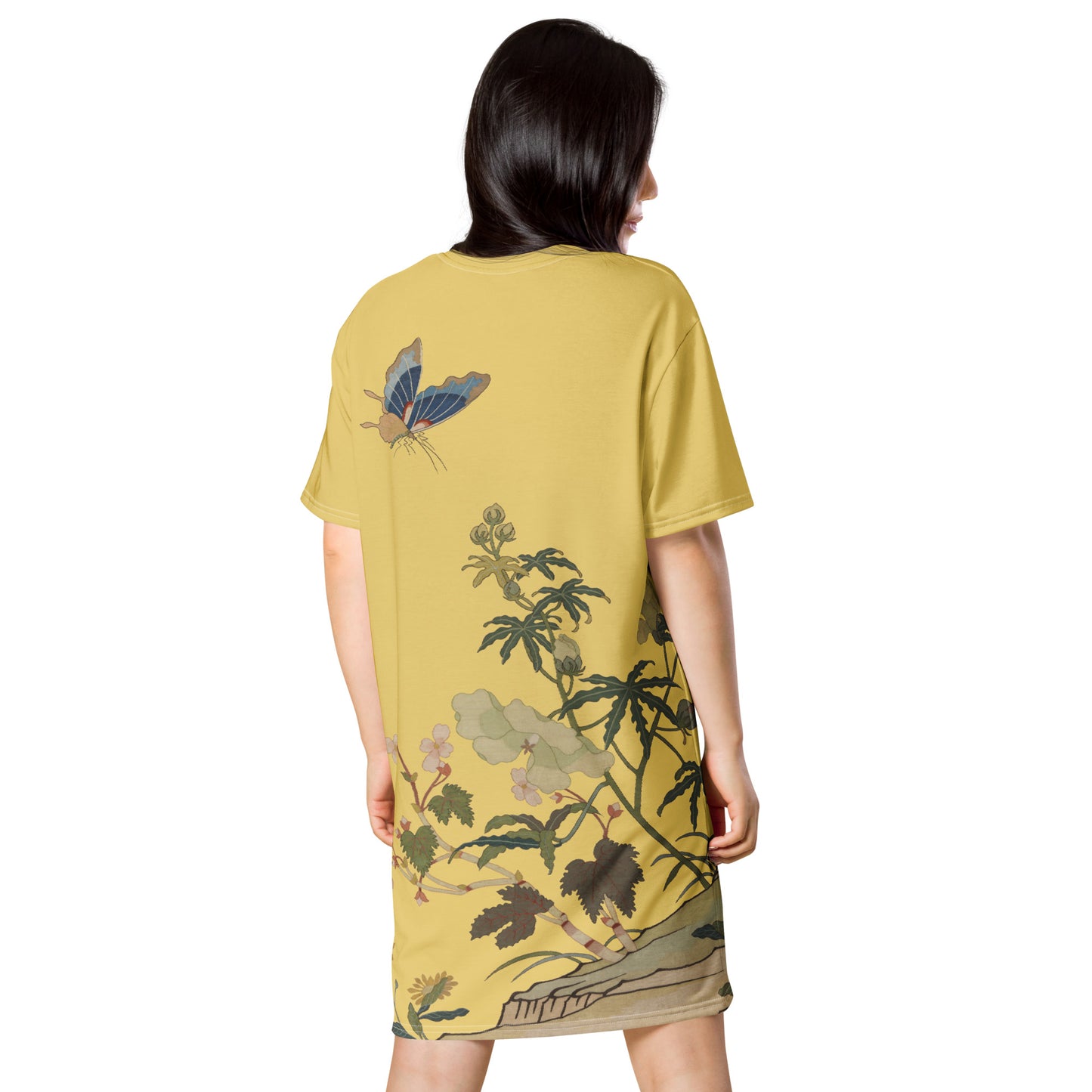 Kesi Flower Album｜Hibiscus and Begonia Blossoms｜T-shirt dress｜Gold