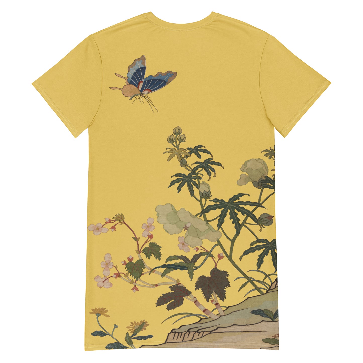 Kesi Flower Album｜Hibiscus and Begonia Blossoms｜T-shirt dress｜Gold