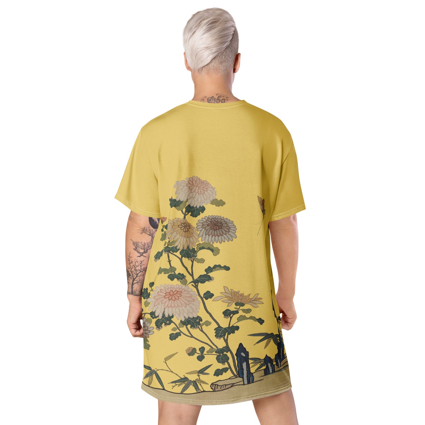 Kesi Flower Album｜Chrysanthemums and Butterflies｜T-shirt dress｜Gold