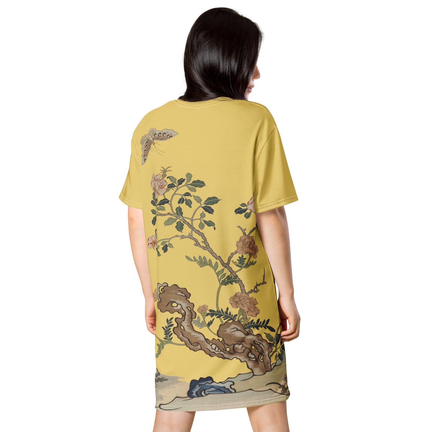 Kesi Flower Album｜Camellia and Butterfly｜T-shirt dress｜Gold