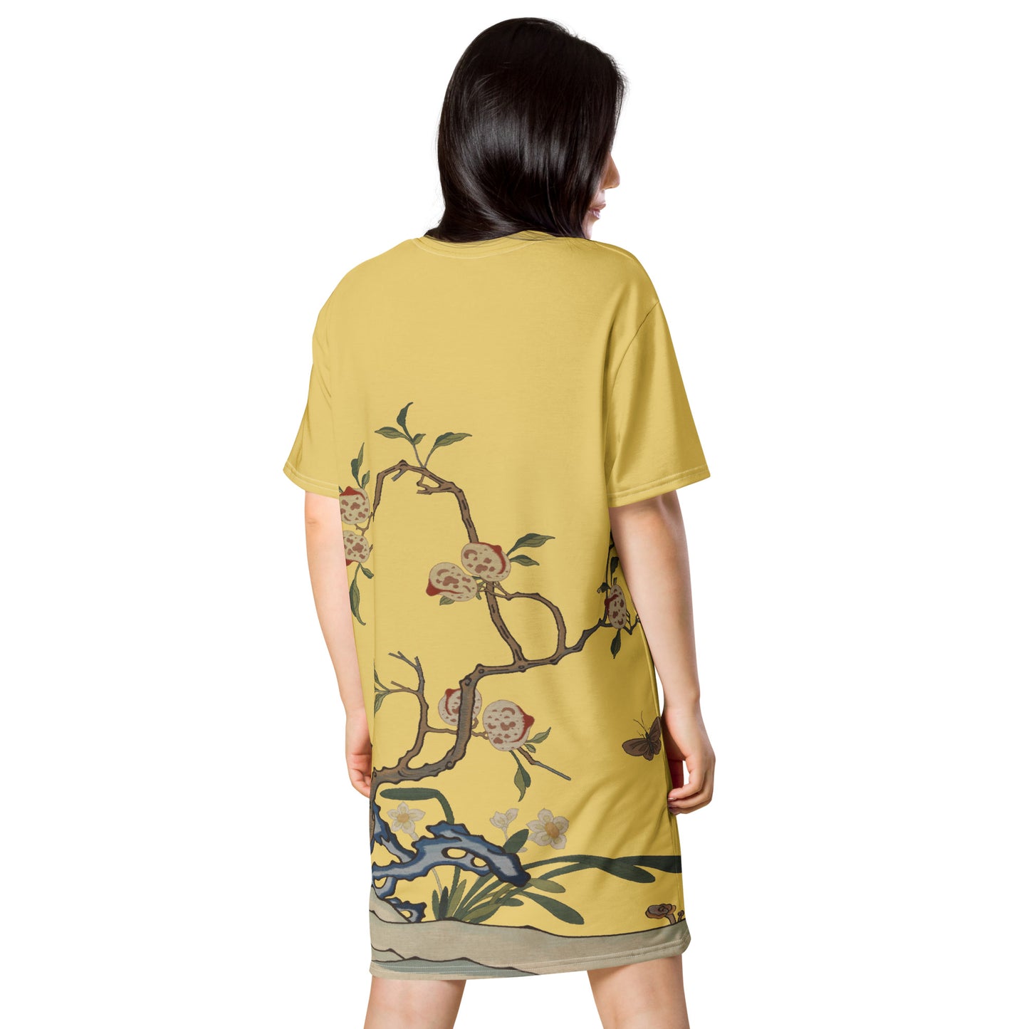 Kesi Flower Album｜Narcissus and Peaches｜T-shirt dress｜Gold