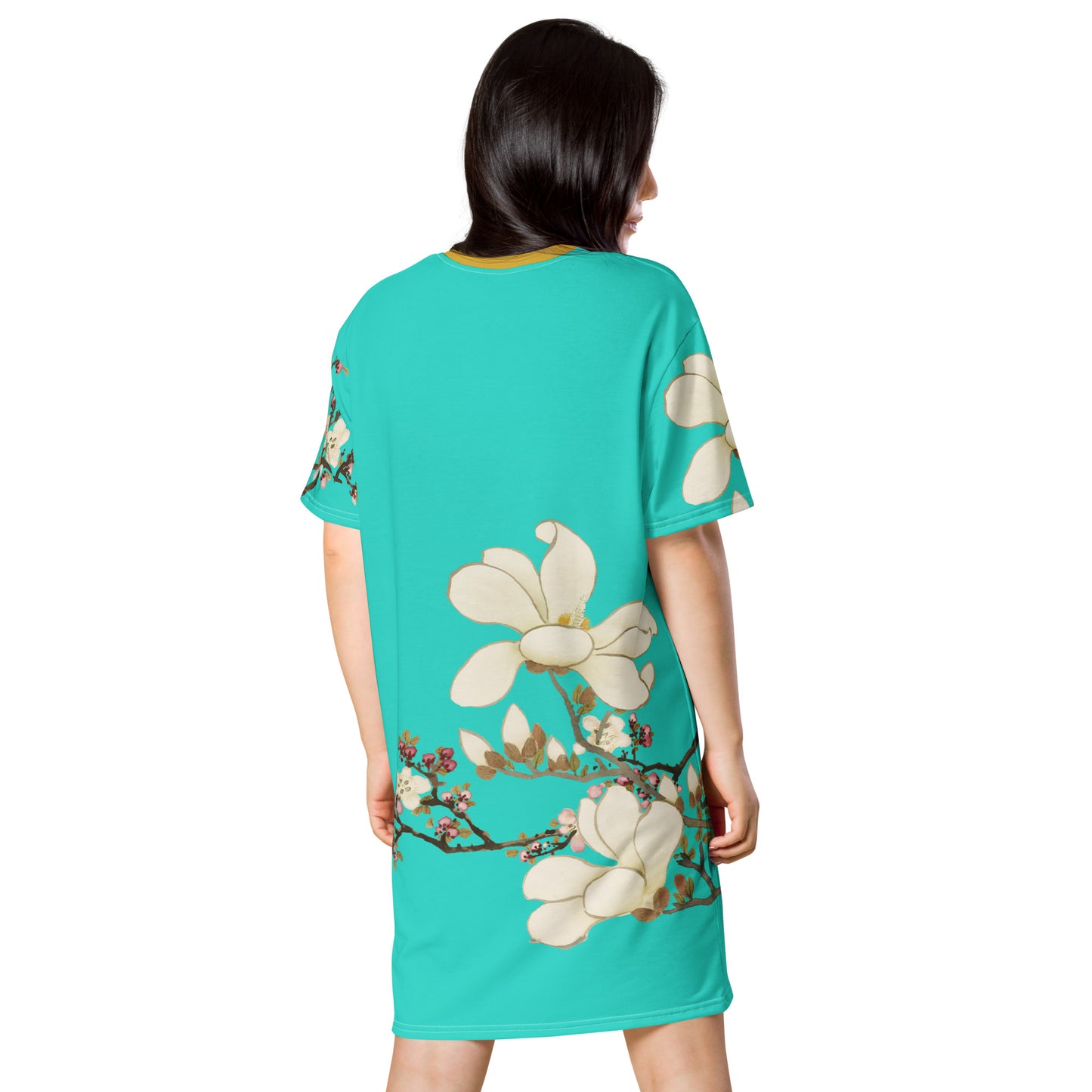 The Spirit of Flowers in Twelve Months｜Apricot and Lily Magnolia in Blossom｜T-shirt dress｜Turquoise