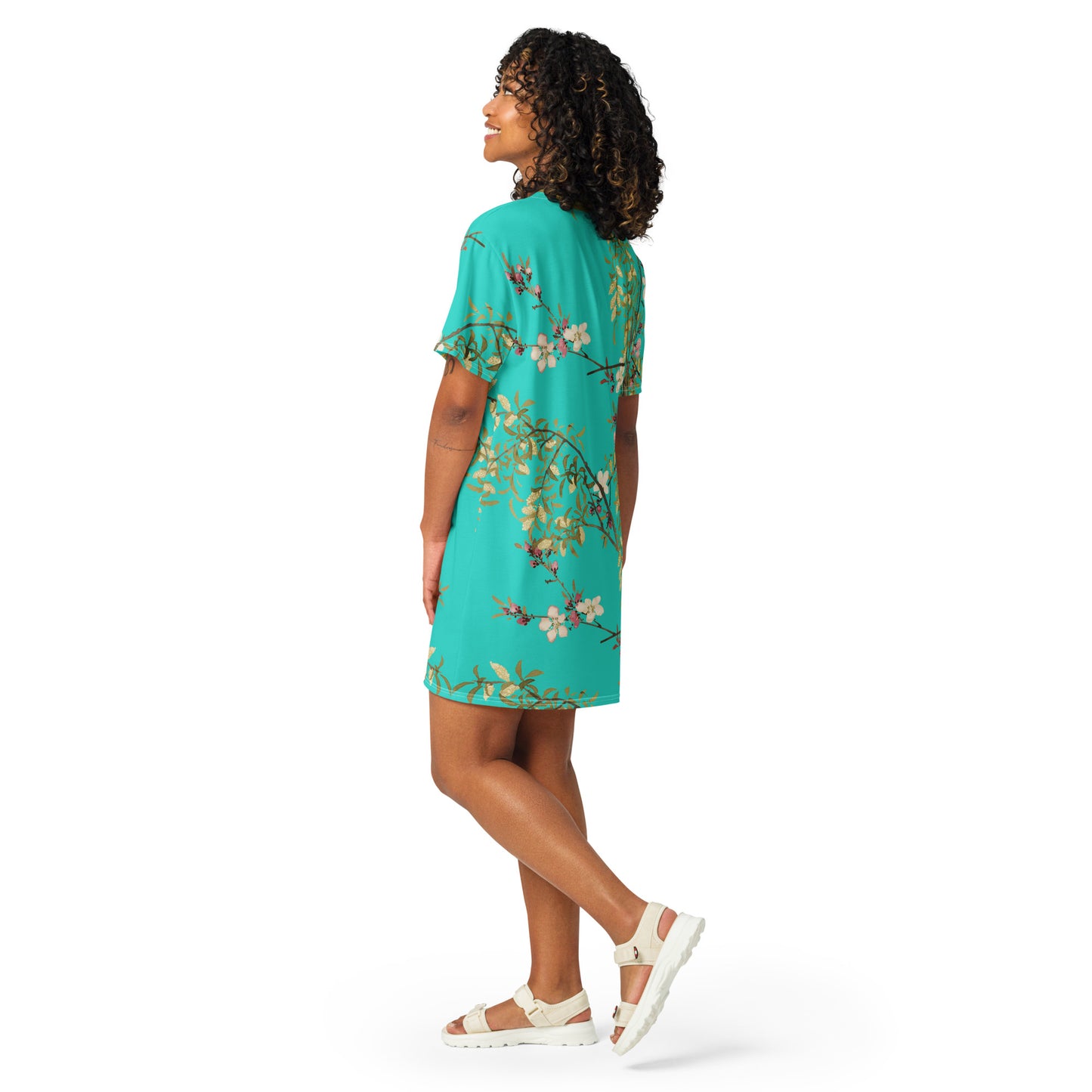 The Spirit of Flowers in Twelve Months｜Willow and Peach Blossom｜T-shirt dress｜Turquoise