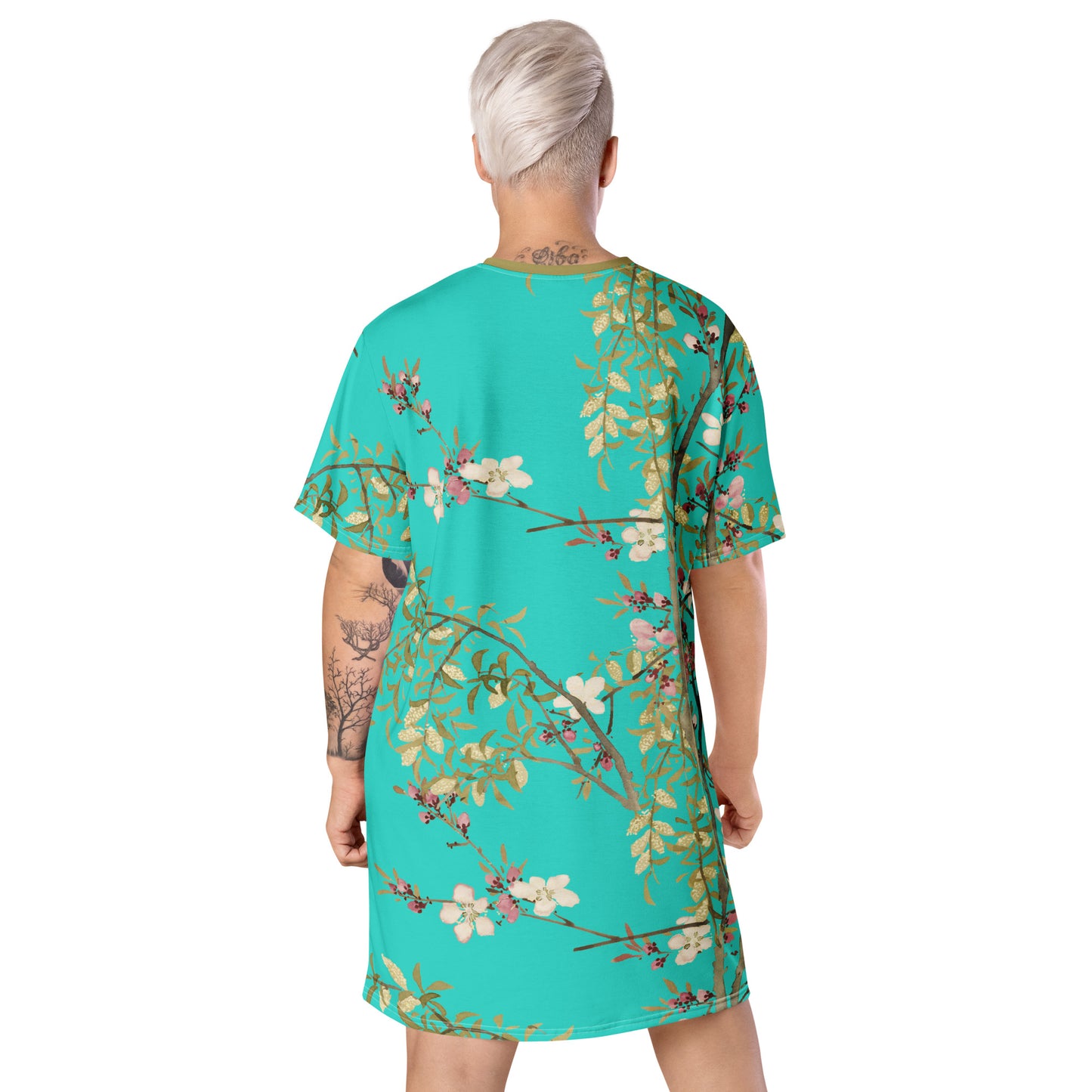 The Spirit of Flowers in Twelve Months｜Willow and Peach Blossom｜T-shirt dress｜Turquoise