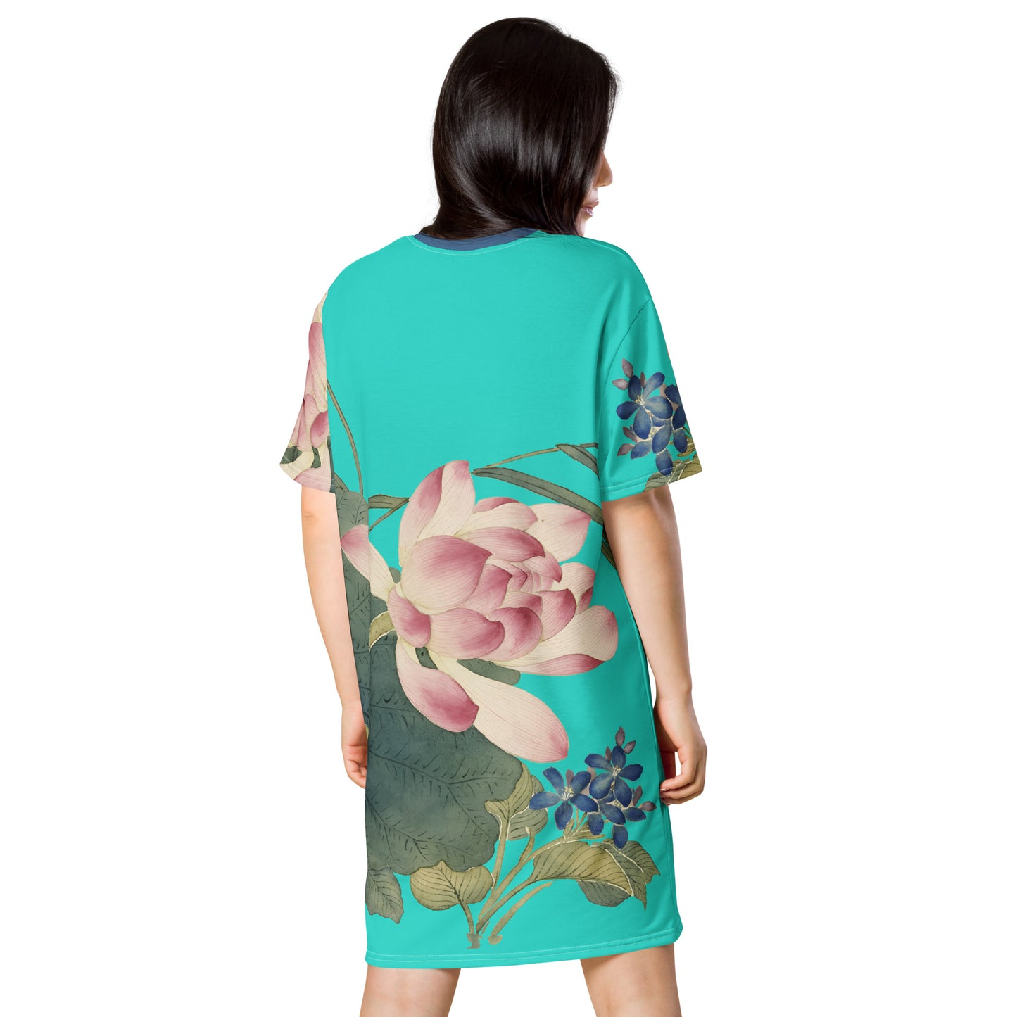 The Spirit of Flowers in Twelve Months｜Lotus in Bloom｜T-shirt dress｜Turquoise