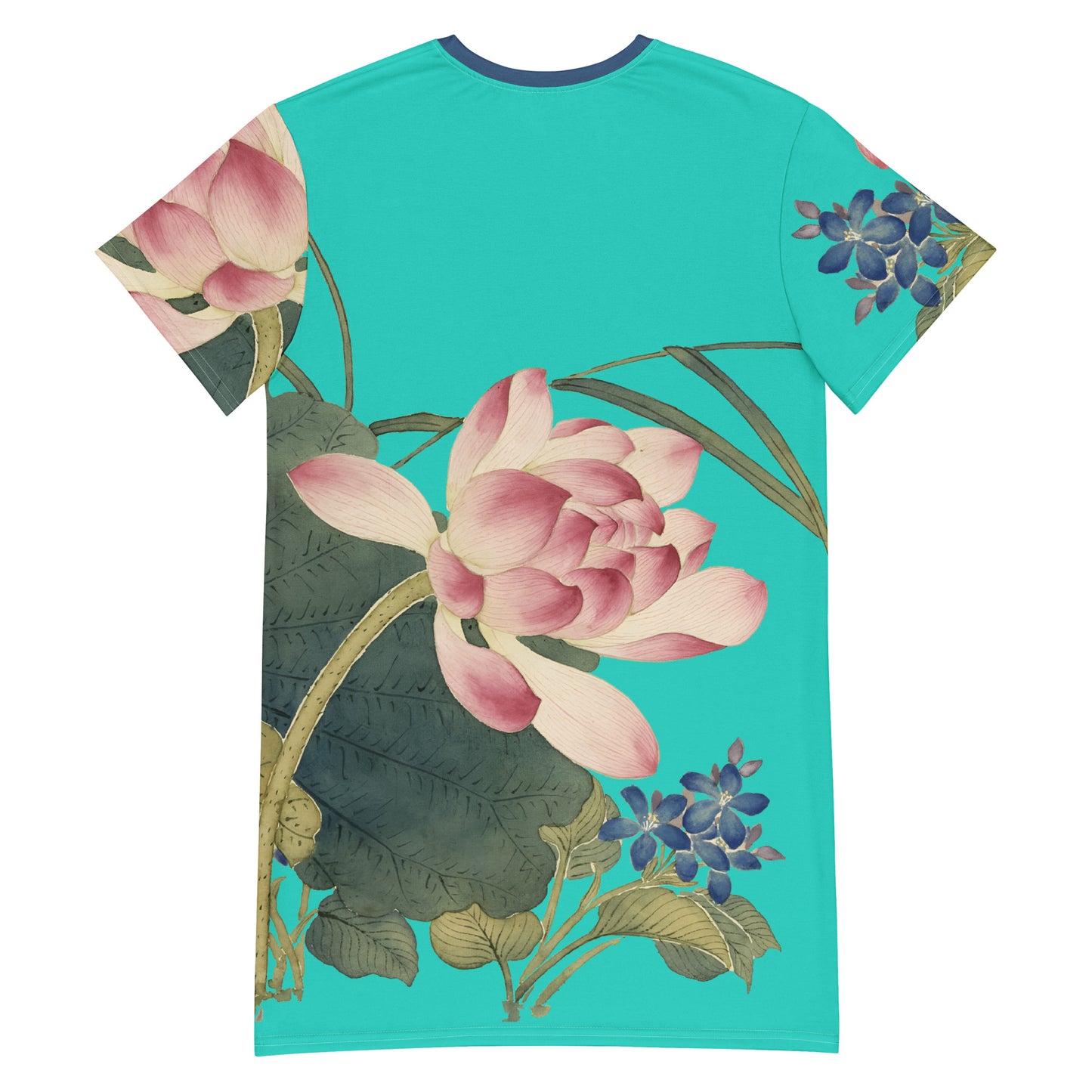 The Spirit of Flowers in Twelve Months｜Lotus in Bloom｜T-shirt dress｜Turquoise