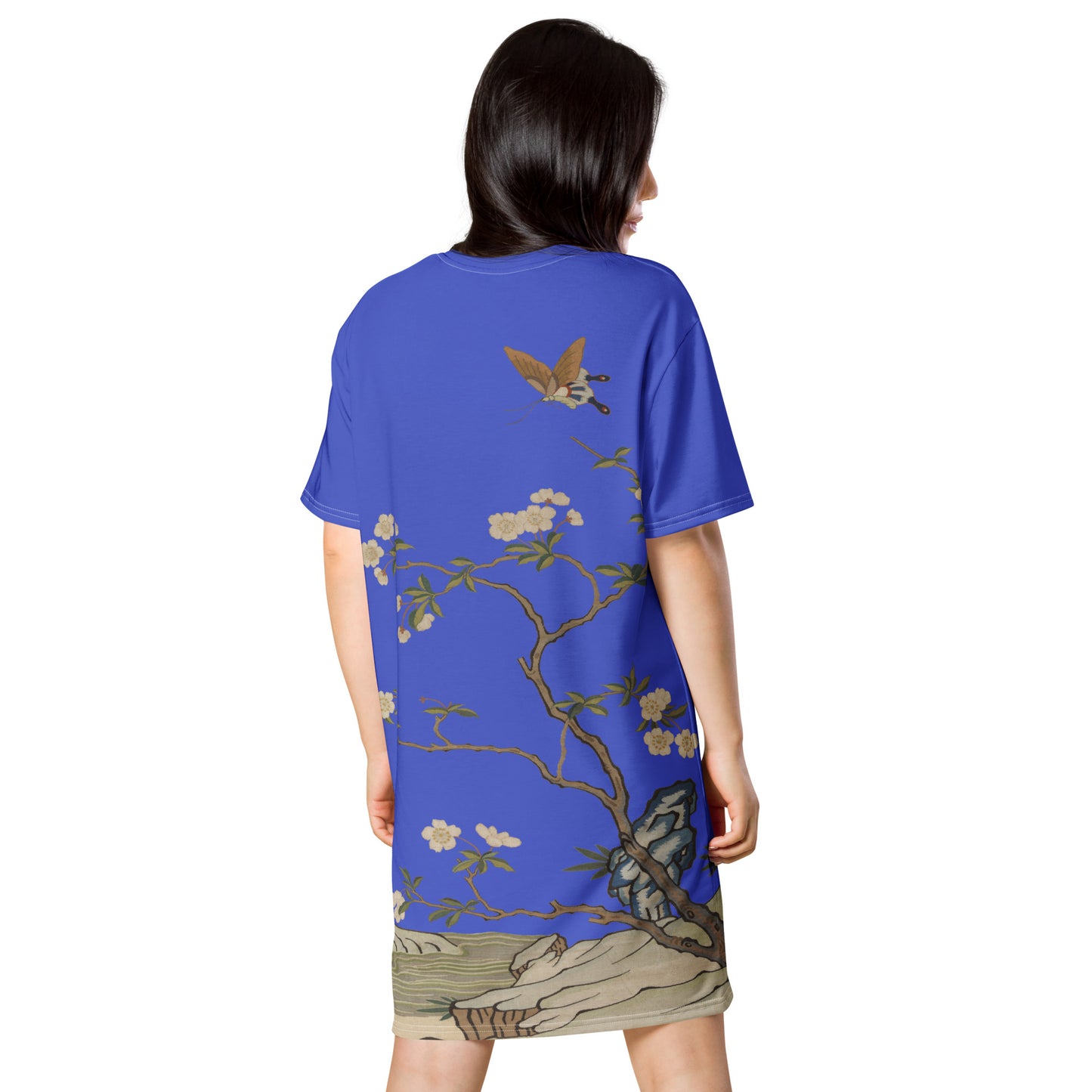 Kesi Flower Album｜Plum Blossoms and Butterfly｜T-shirt dress｜Royal blue