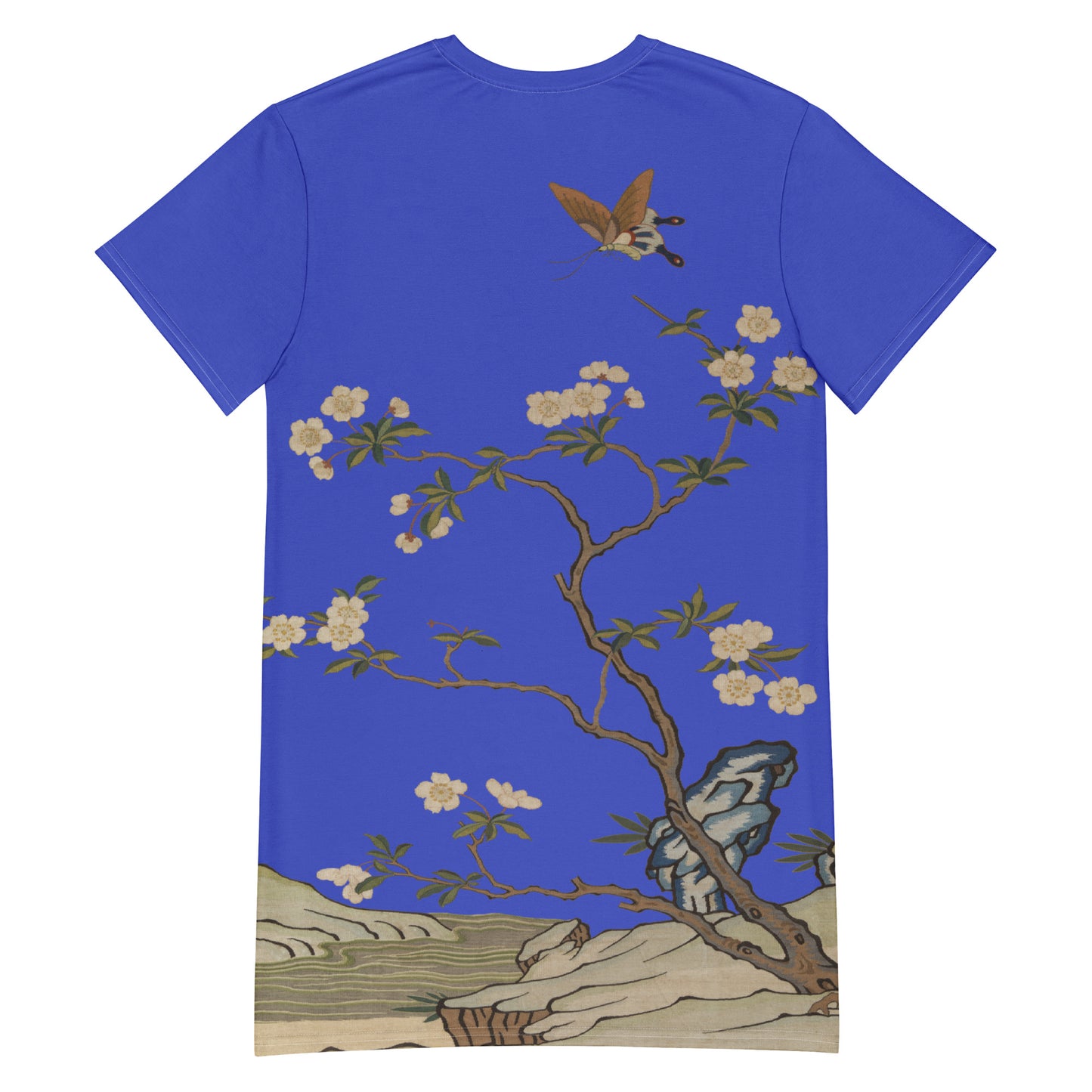 Kesi Flower Album｜Plum Blossoms and Butterfly｜T-shirt dress｜Royal blue