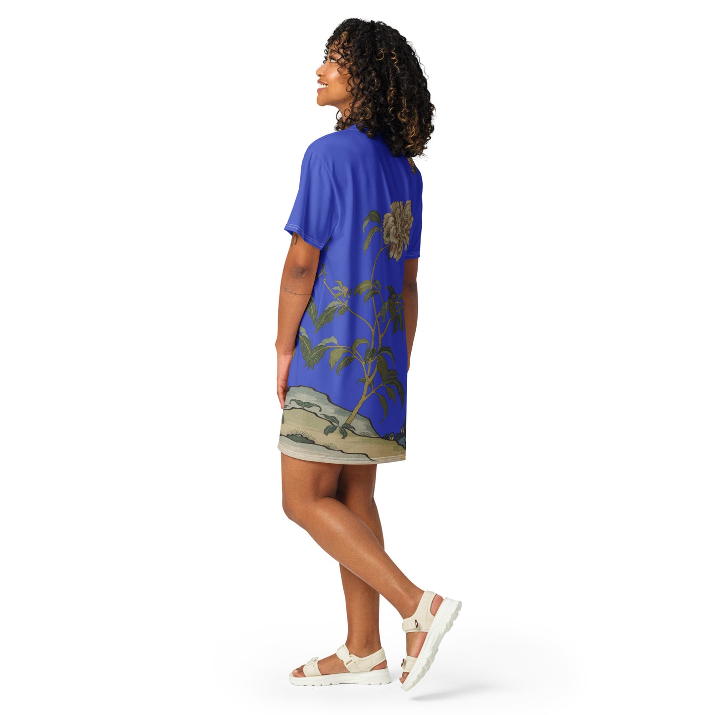 Kesi Flower Album｜Peonies and Butterfly｜T-shirt dress｜Royal blue