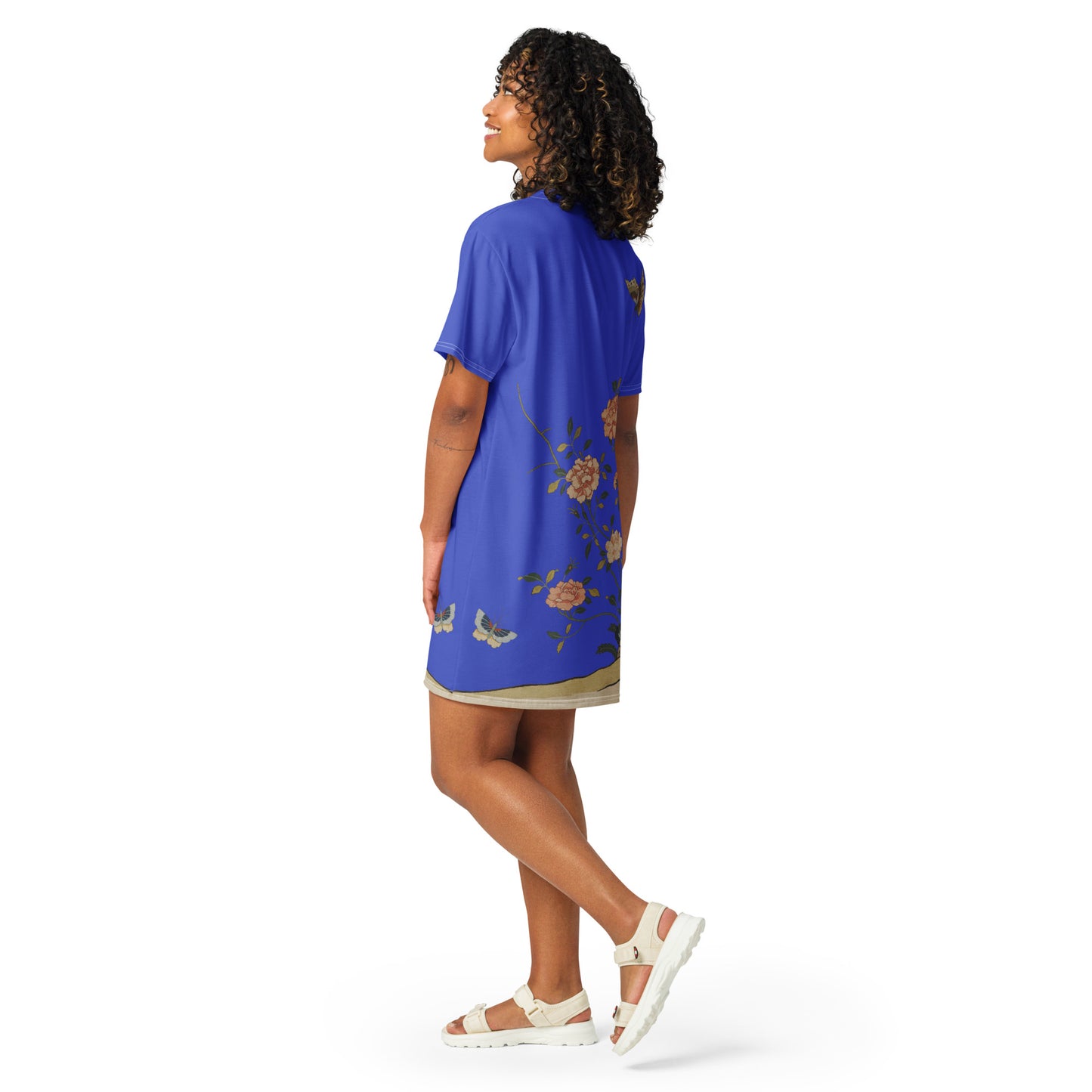 Kesi Flower Album｜Red Roses｜T-shirt dress｜Royal blue