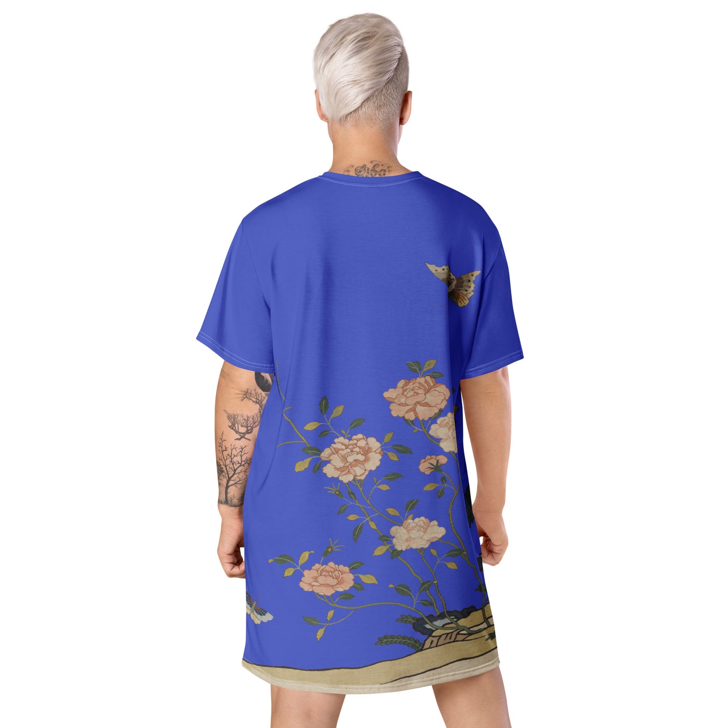 Kesi Flower Album｜Red Roses｜T-shirt dress｜Royal blue