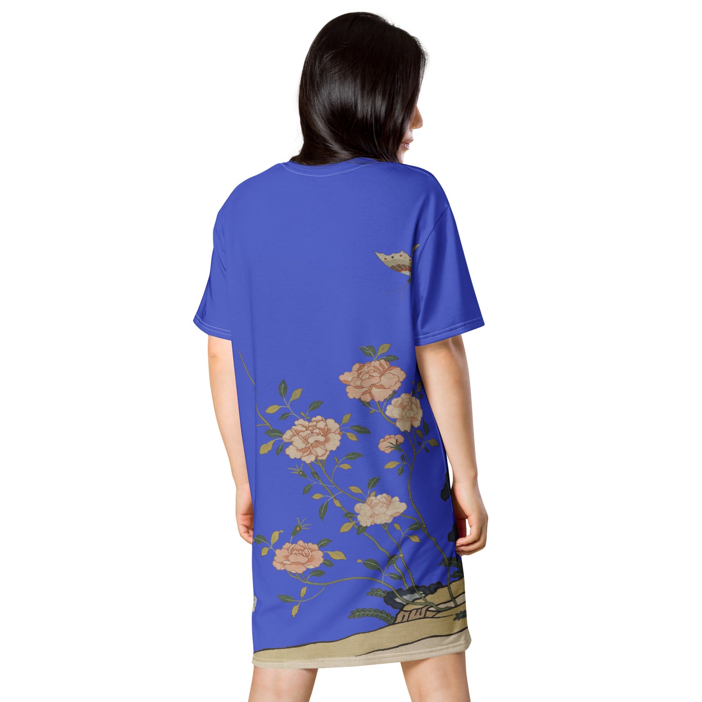 Kesi Flower Album｜Red Roses｜T-shirt dress｜Royal blue