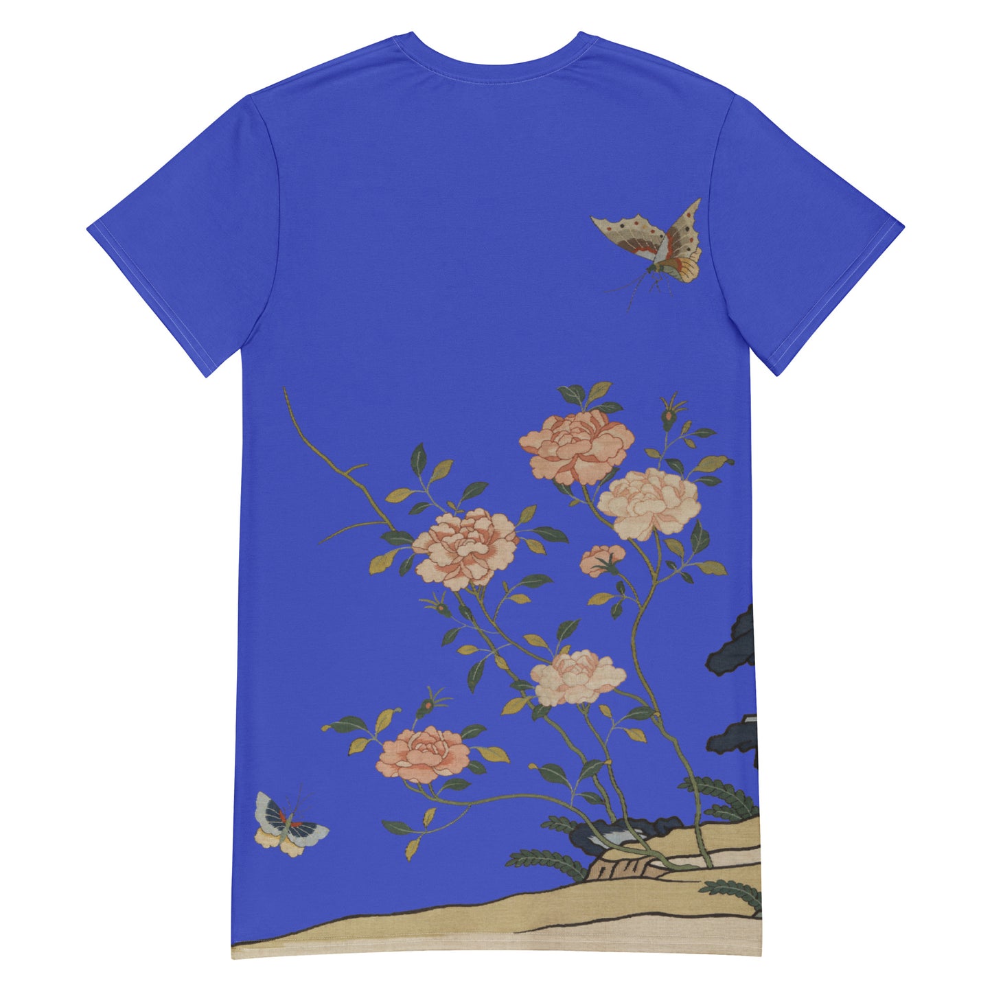 Kesi Flower Album｜Red Roses｜T-shirt dress｜Royal blue